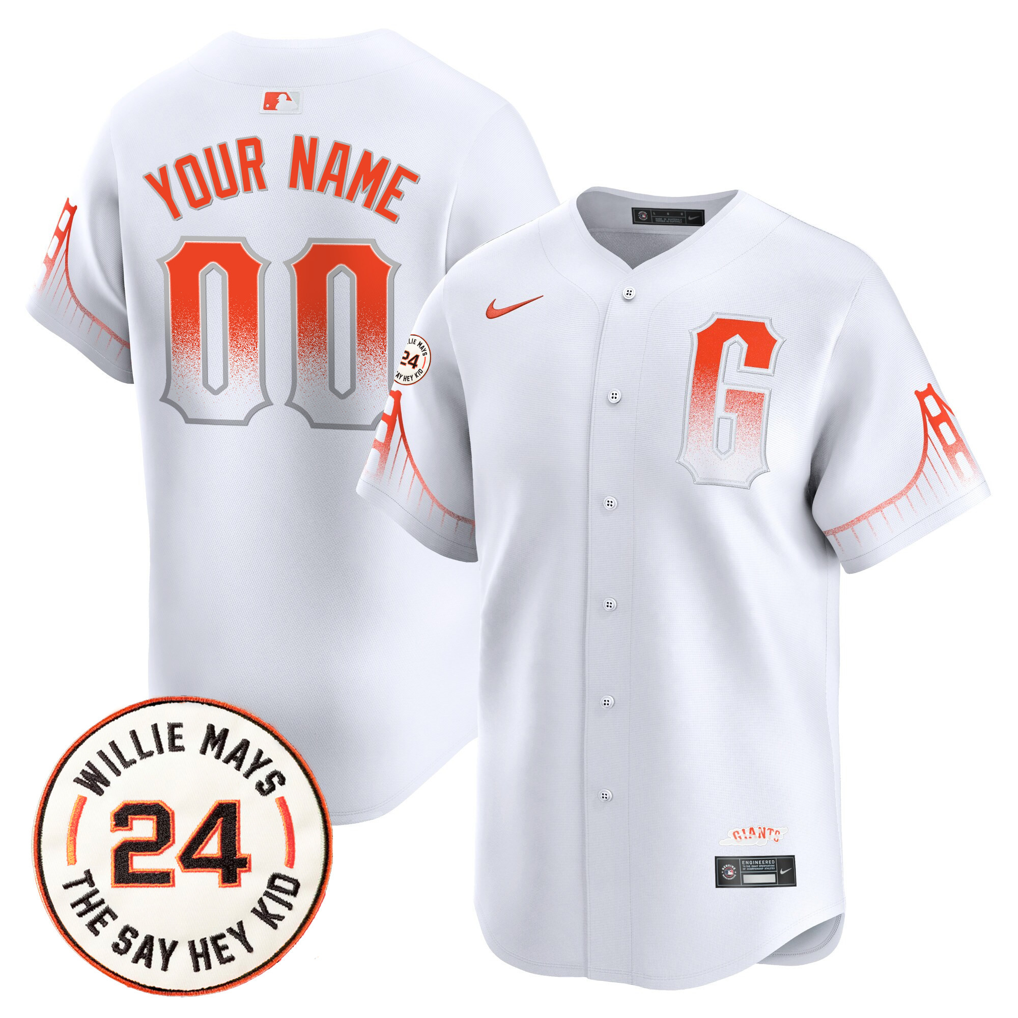 Men San Francisco Giants 2024 Willie Mays Patch Vapor Premier Limited Custom City Connect Jersey - All Stitched