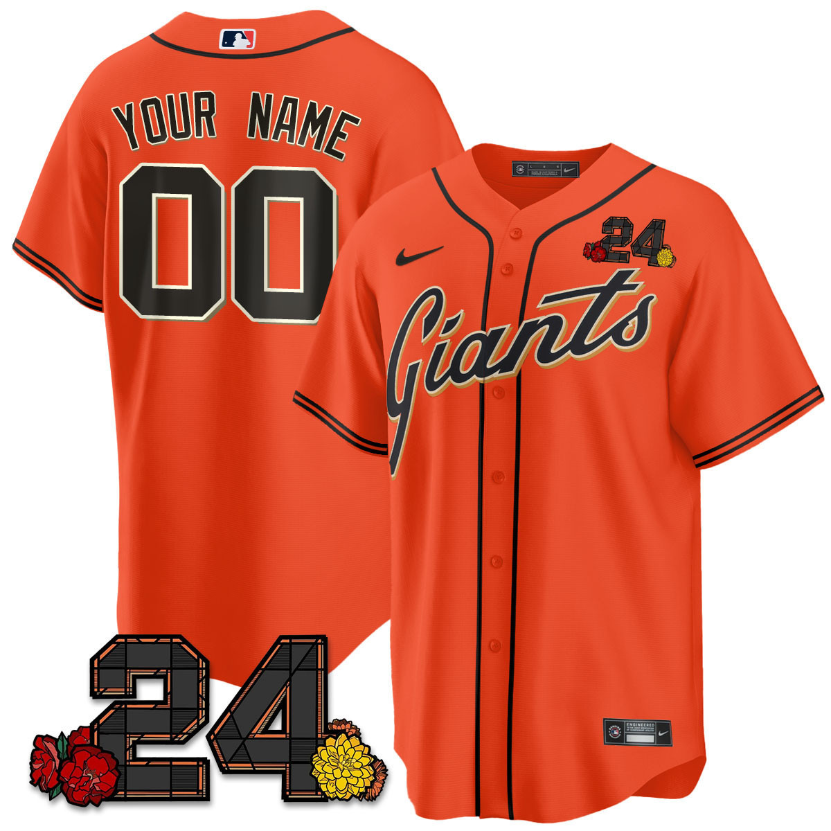 Men San Francisco Giants 2024 Willie Mays Patch Vapor Premier Limited Custom Orange Jersey V2 - All Stitched