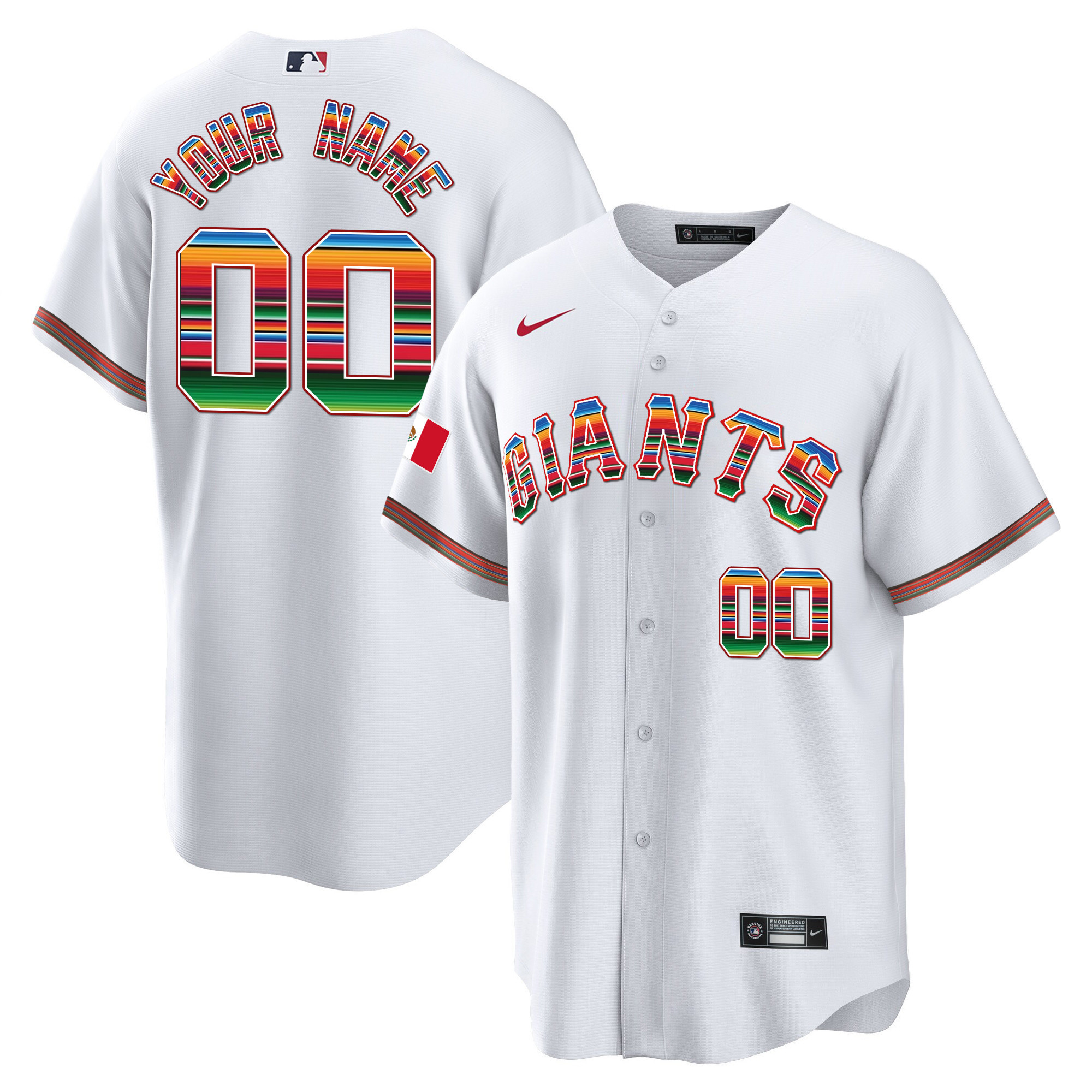 Men San Francisco Giants Mexico Cool Base Limited Custom White Jersey - All Stitched
