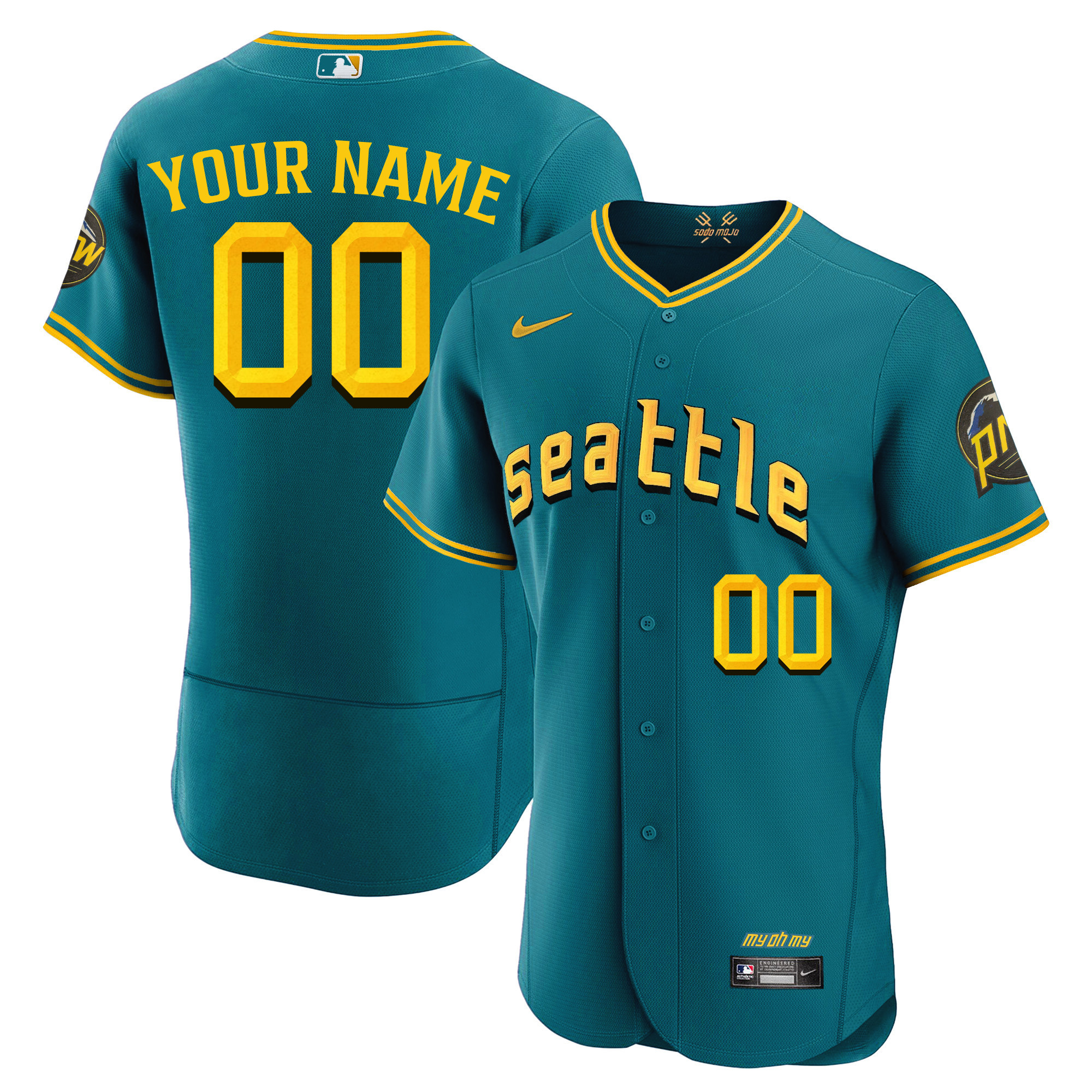 Men Seattle Mariners 2023 City Connect Fan Made Edition Custom Flex Aqua Jersey - All Stitched