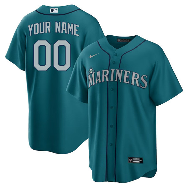 Men Seattle Mariners Custom Cool Aqua Jersey - All Stitched