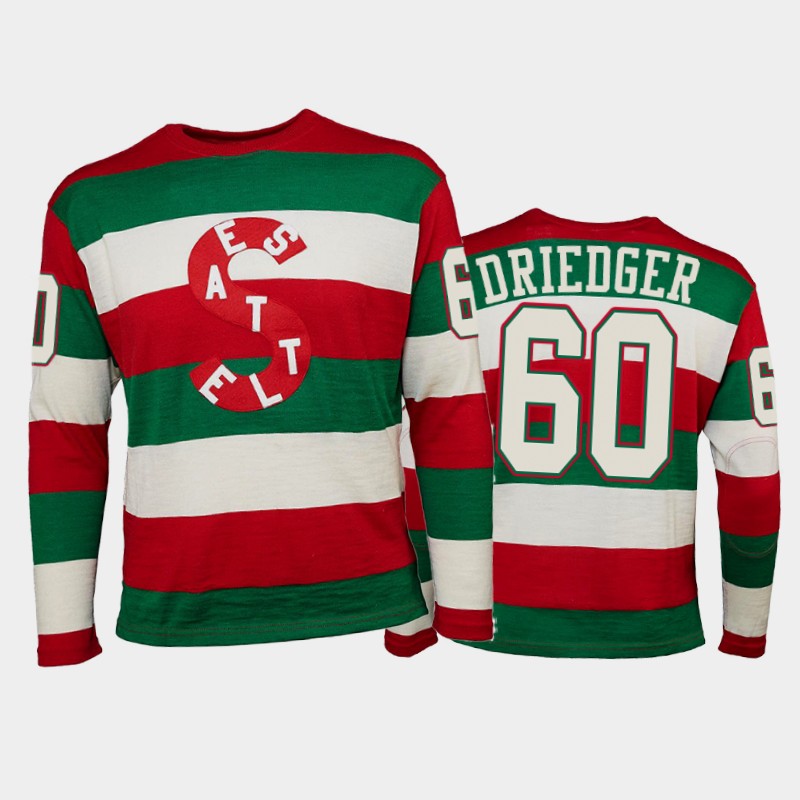 Men Seattle Metropolitans Chris Driedger #60 Original Green Red Sweater