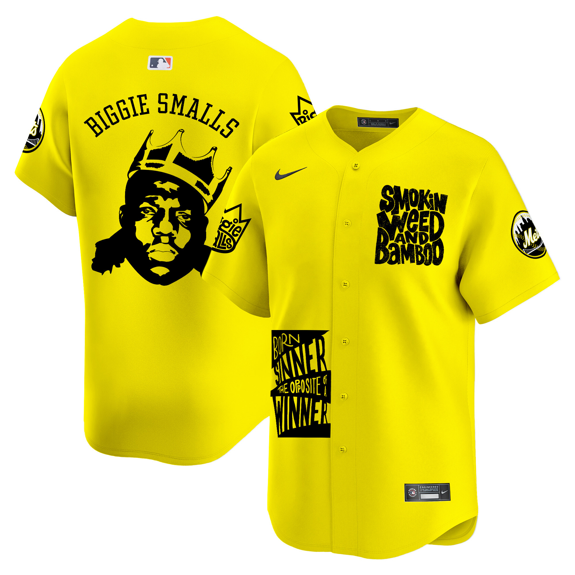 Men Smokin Weed New York Mets Biggie Smalls Vapor Premier Limited Jersey - Printed
