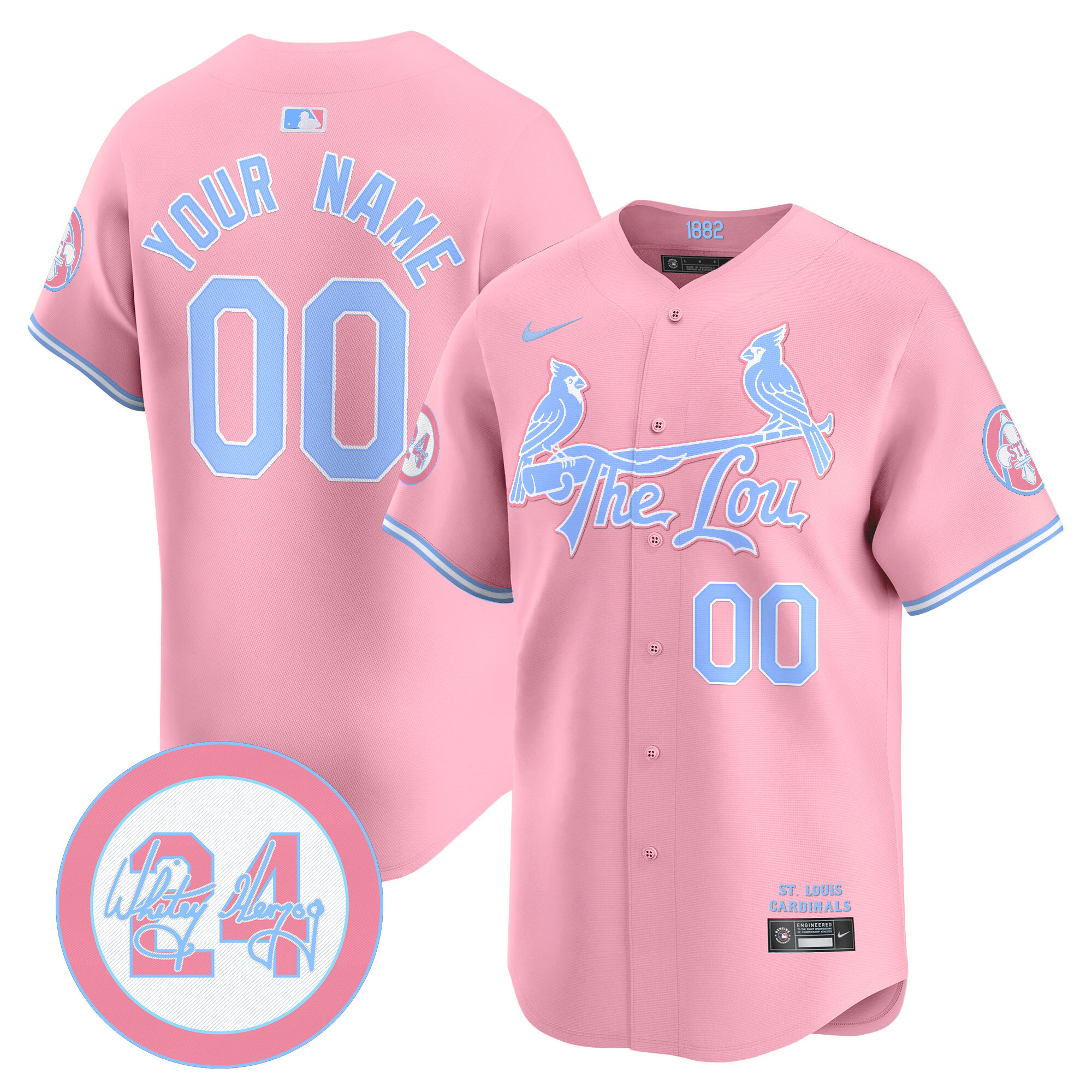 Men St. Louis Cardinals Bubblegum Pink Vapor Premier Limited Custom Pink Jersey - All Stitched