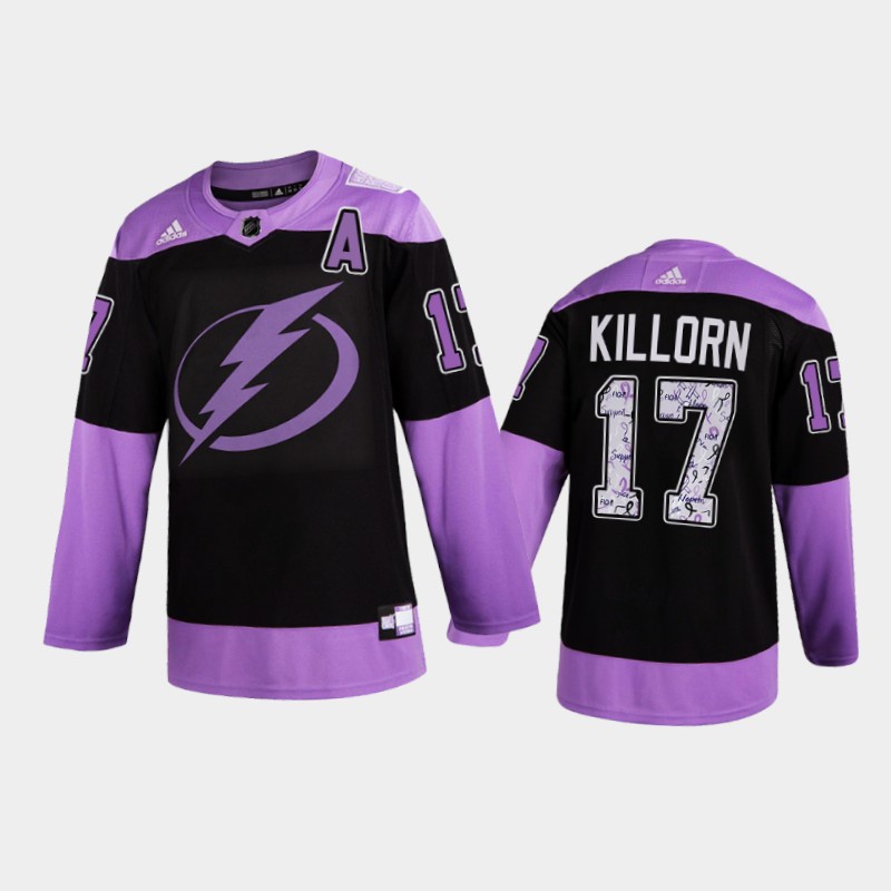 Men Tampa Bay Lightning Alex Killorn #17 2021  Fights Cancer Night Purple Jersey