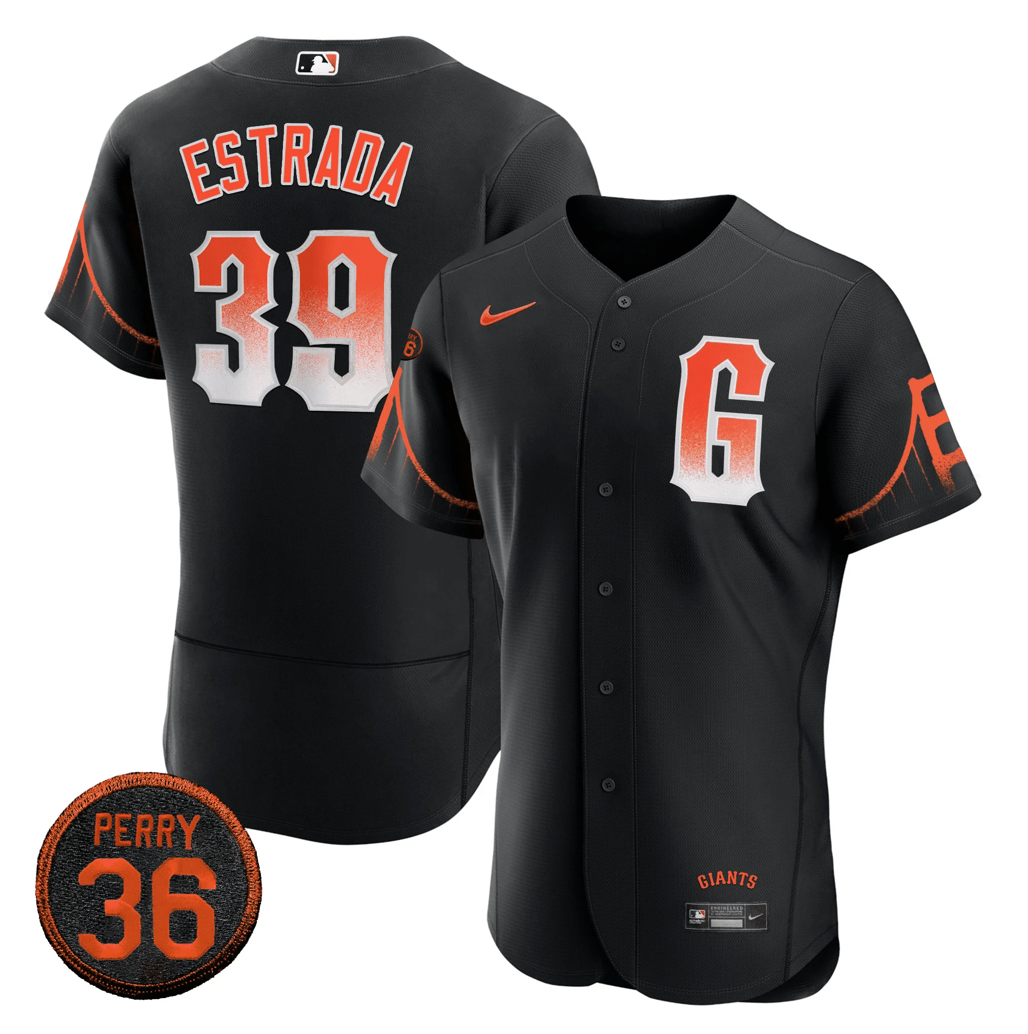 Men Thairo Estrada San Francisco Giants 2023 Black City Connect #36 Gaylord Perry Patch Jersey - All Stitched