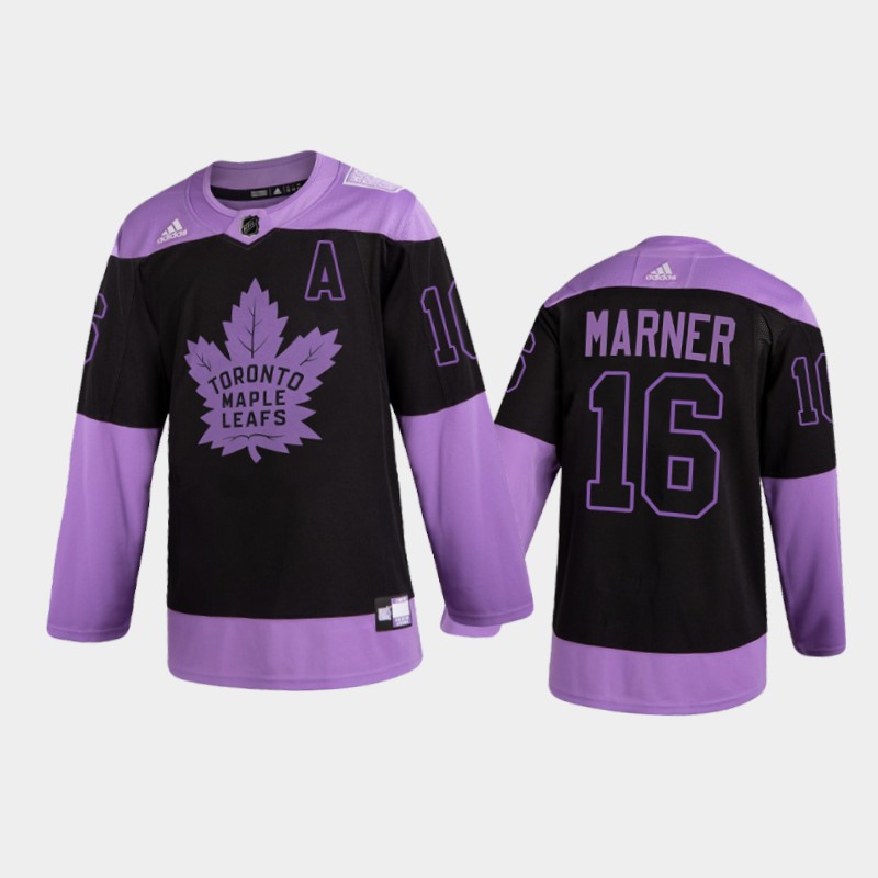 Men Toronto Maple Leafs Mitchell Marner #16 2021 Fights Cancer Night Purple Jersey