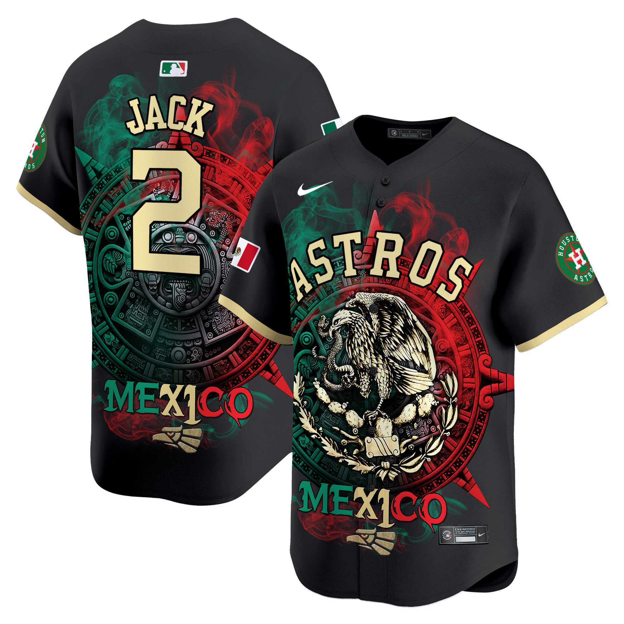 Men Travis Scott Houston Astros Aztec Hecho En Mexico Vapor Premier Limited Jersey - Printed