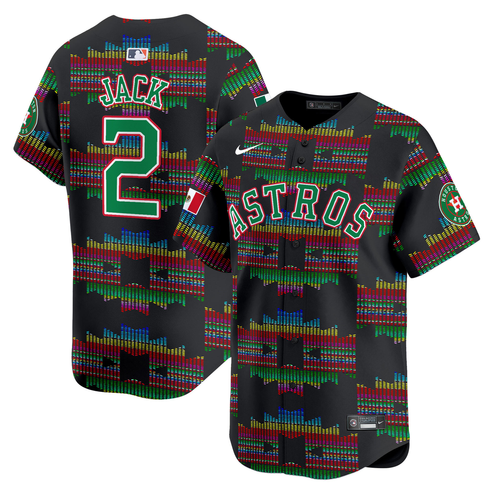 Men Travis Scott Houston Astros Mexico Serape Style Vapor Premier Limited Jersey - Printed