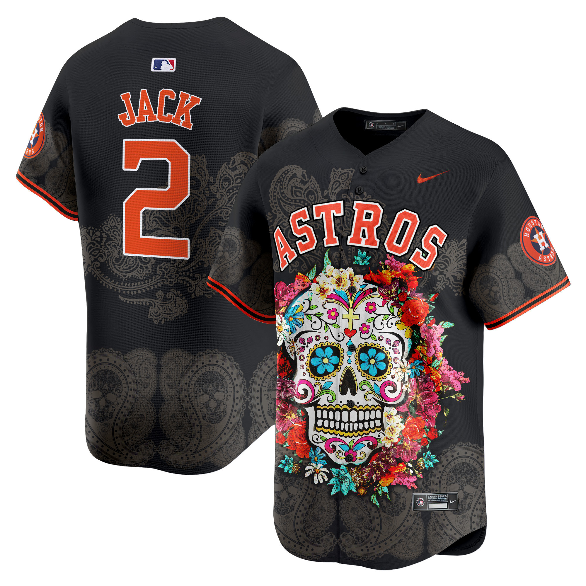 Men Travis Scott Houston Astros Mexico Skull Vapor Premier Limited Jersey - Printed
