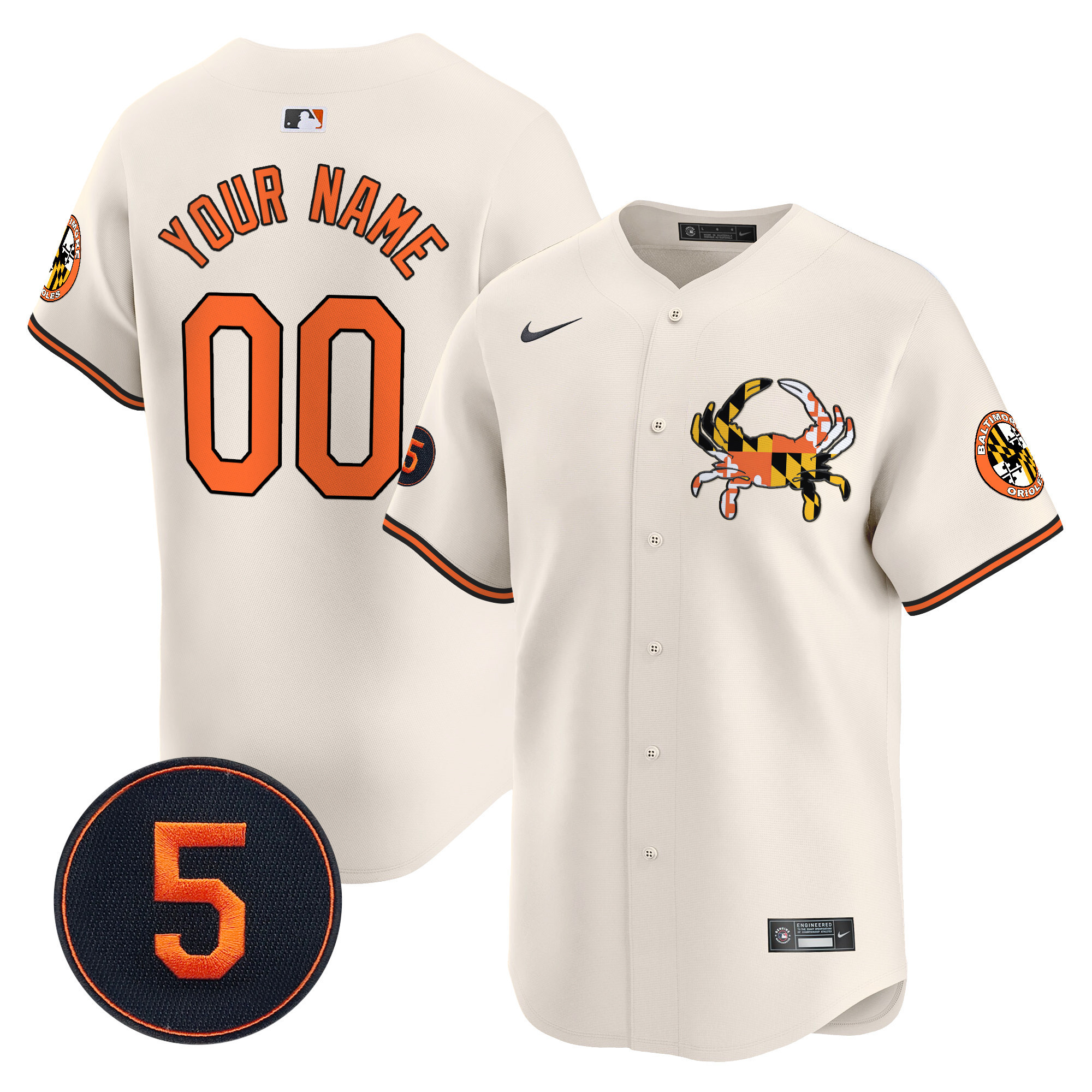 Men Unisex Baltimore Orioles Robinson Patch Vapor Premier Limited Custom Cream Jersey V3 - All Stitched