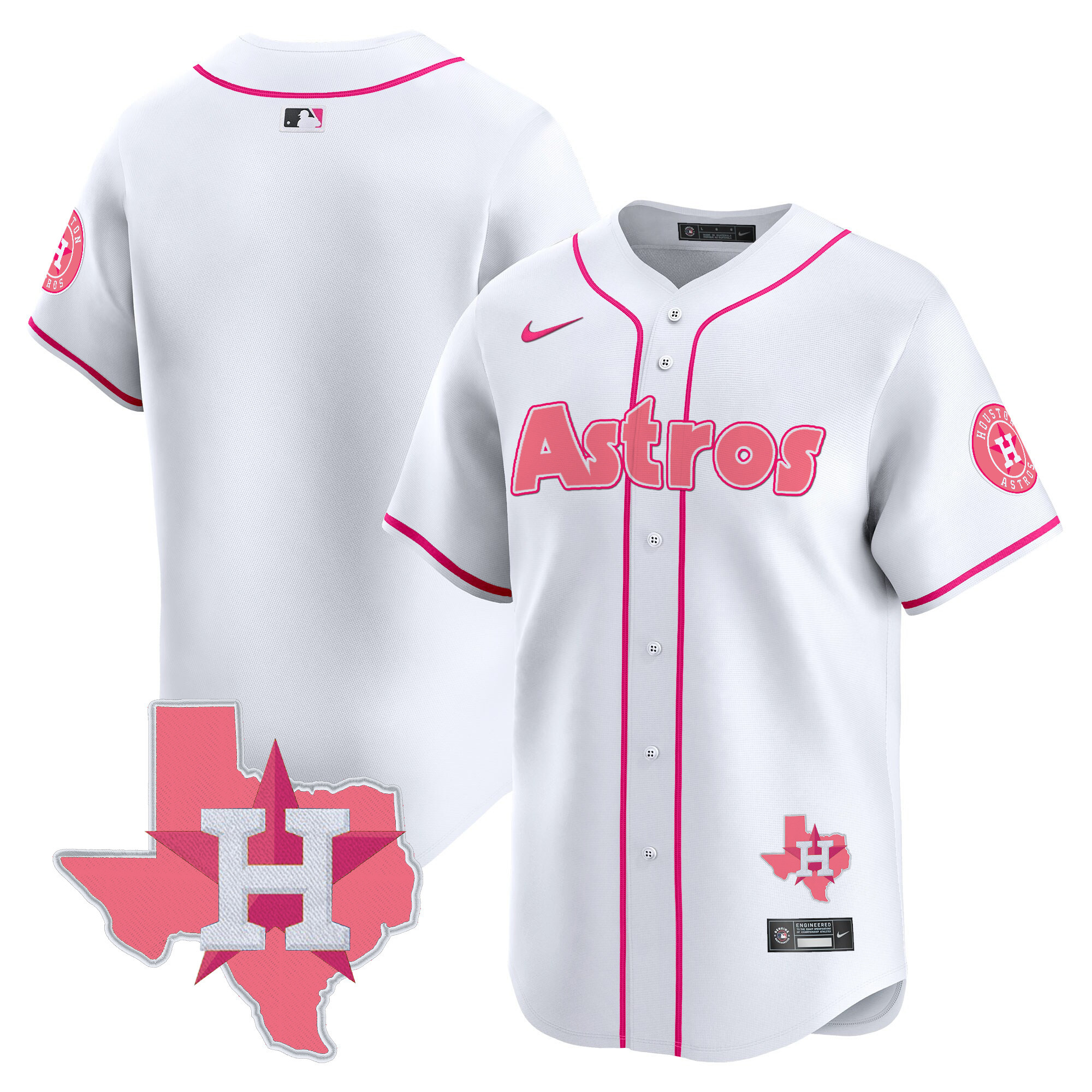Men Unisex Houston Astros Bubblegum Pink Vapor Premier Limited Jersey V3 - All Stitched