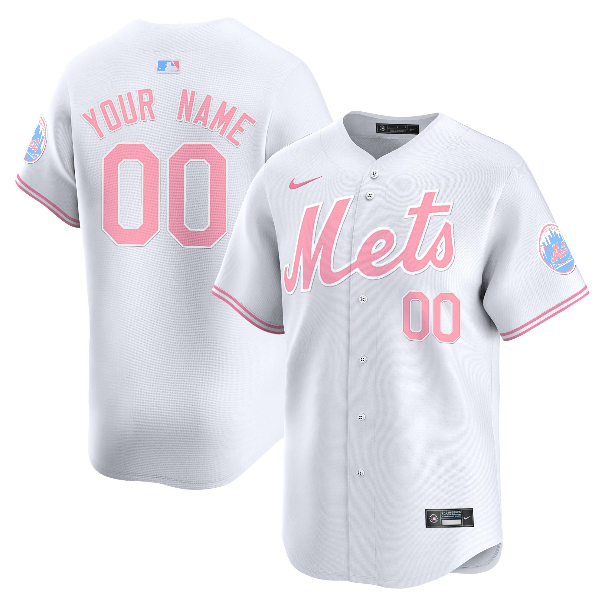 Men Unisex New York Mets Bubblegum Pink Vapor Premier Limited Custom White Jersey - All Stitched
