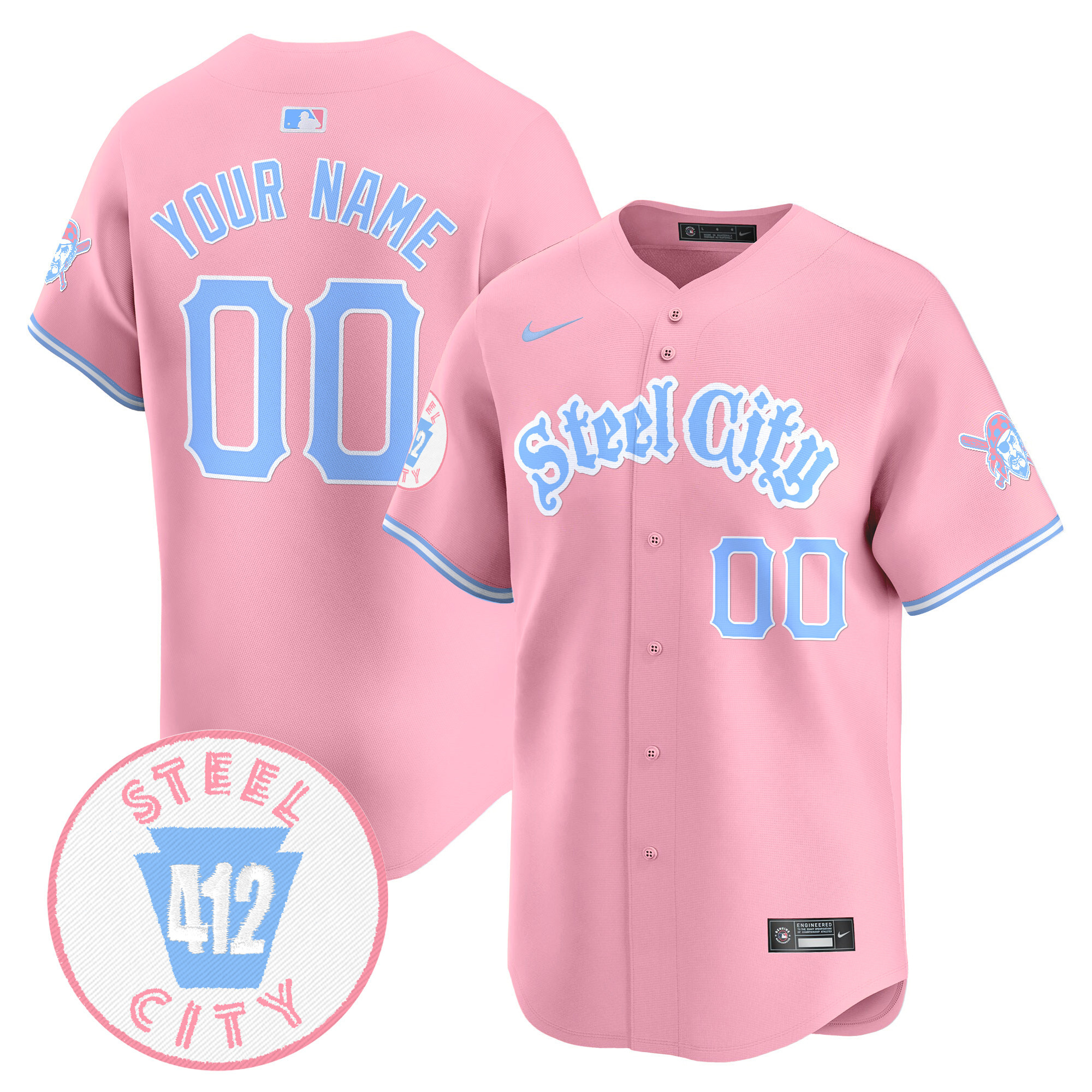 Men Unisex Pittsburgh Pirates Bubblegum Pink Vapor Premier Limited Custom Pink Jersey V2 - All Stitched