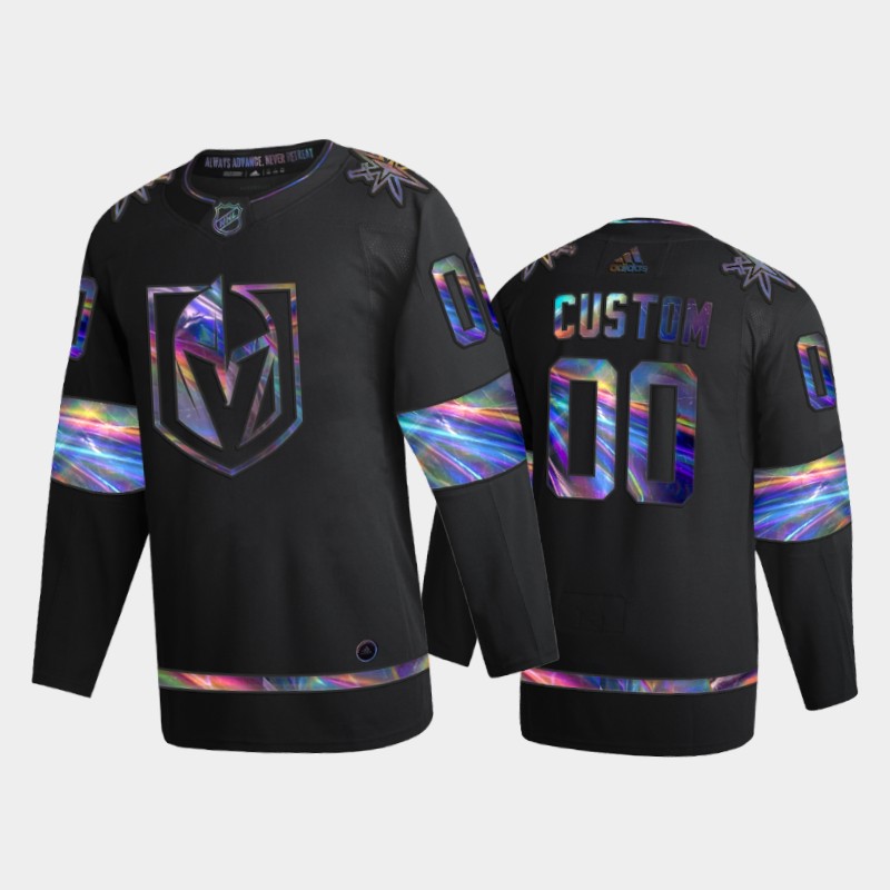 Men Vegas Golden Knights Custom #00 Iridescent Holographic Black Jersey