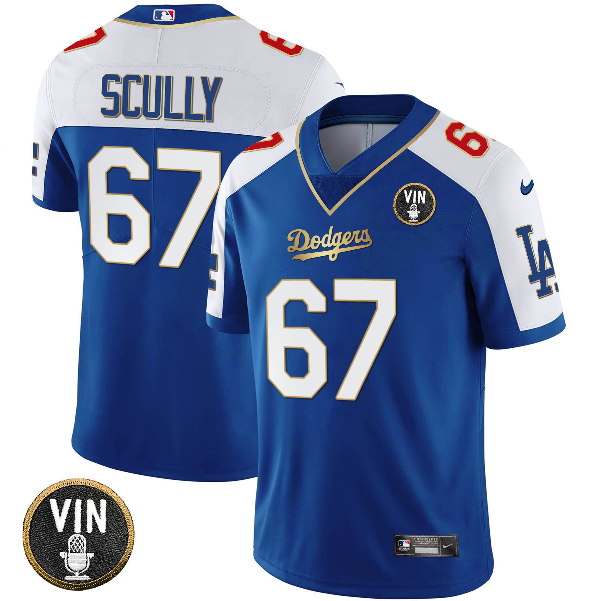 Men Vin Scully Los Angeles Dodgers 2023 Vapor Royal Gold Jersey - All Stitched