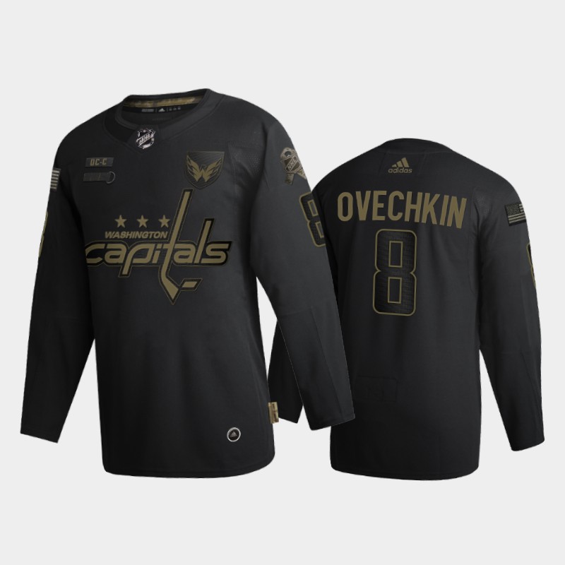 Men Washington Capitals Alexander Ovechkin #8 2020 Veterans Day Black Jersey