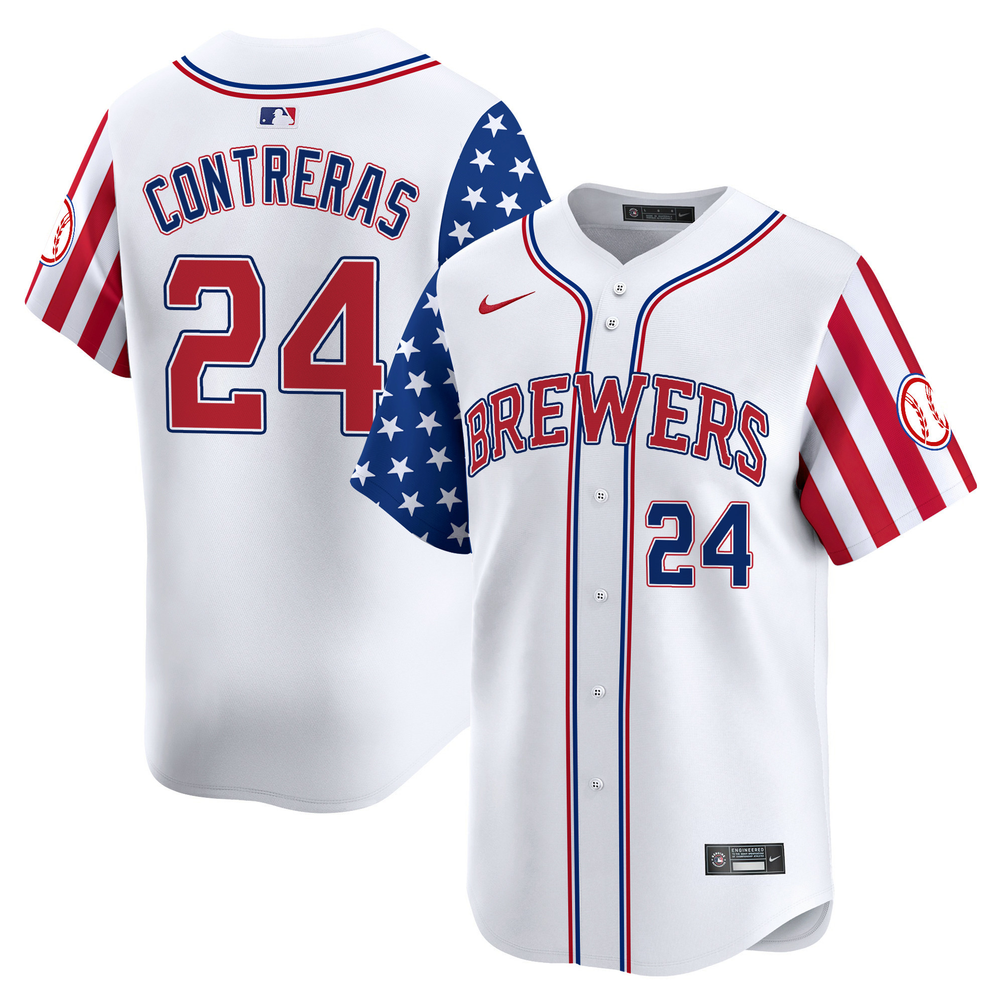Men William Contreras Milwaukee Brewers 2024 Independence Day Vapor Premier Limited Jersey - All Stitched