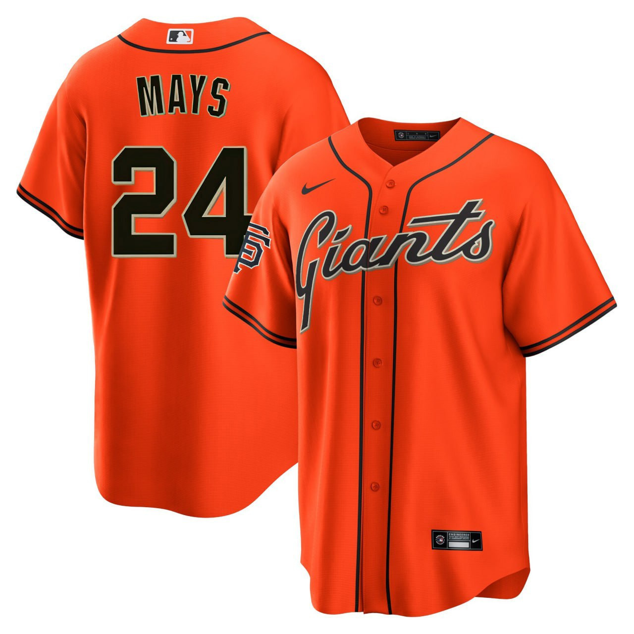 Men Willie Mays San Francisco Giants Orange Cool Base Orange Jersey - All Stitched