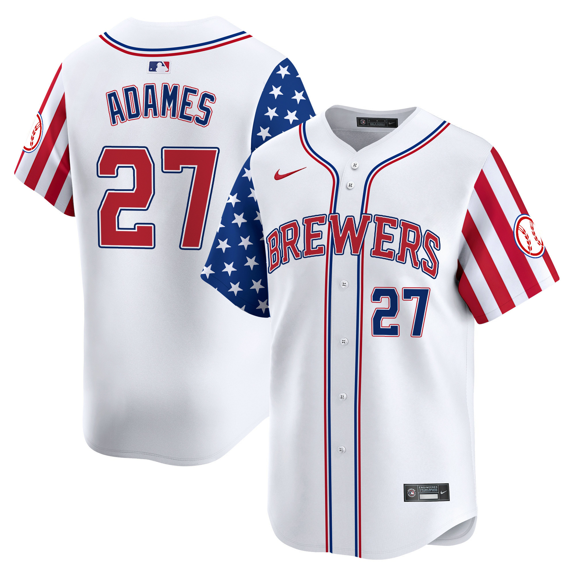 Men Willy Adames Milwaukee Brewers 2024 Independence Day Vapor Premier Limited Jersey - All Stitched