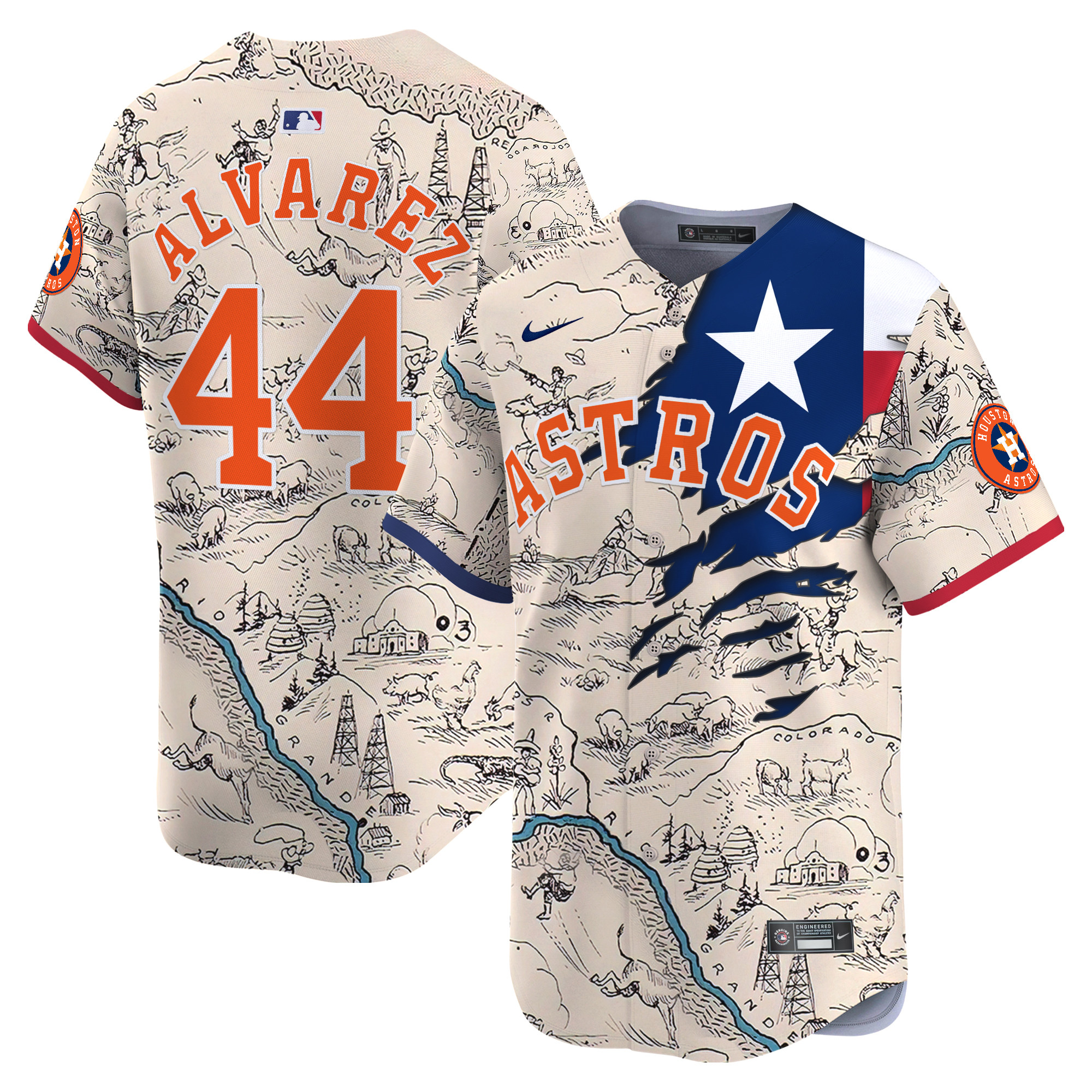 Men Yordan ¡lvarez Houston Astros Texas State Map Vapor Premier Limited Jersey - Printed