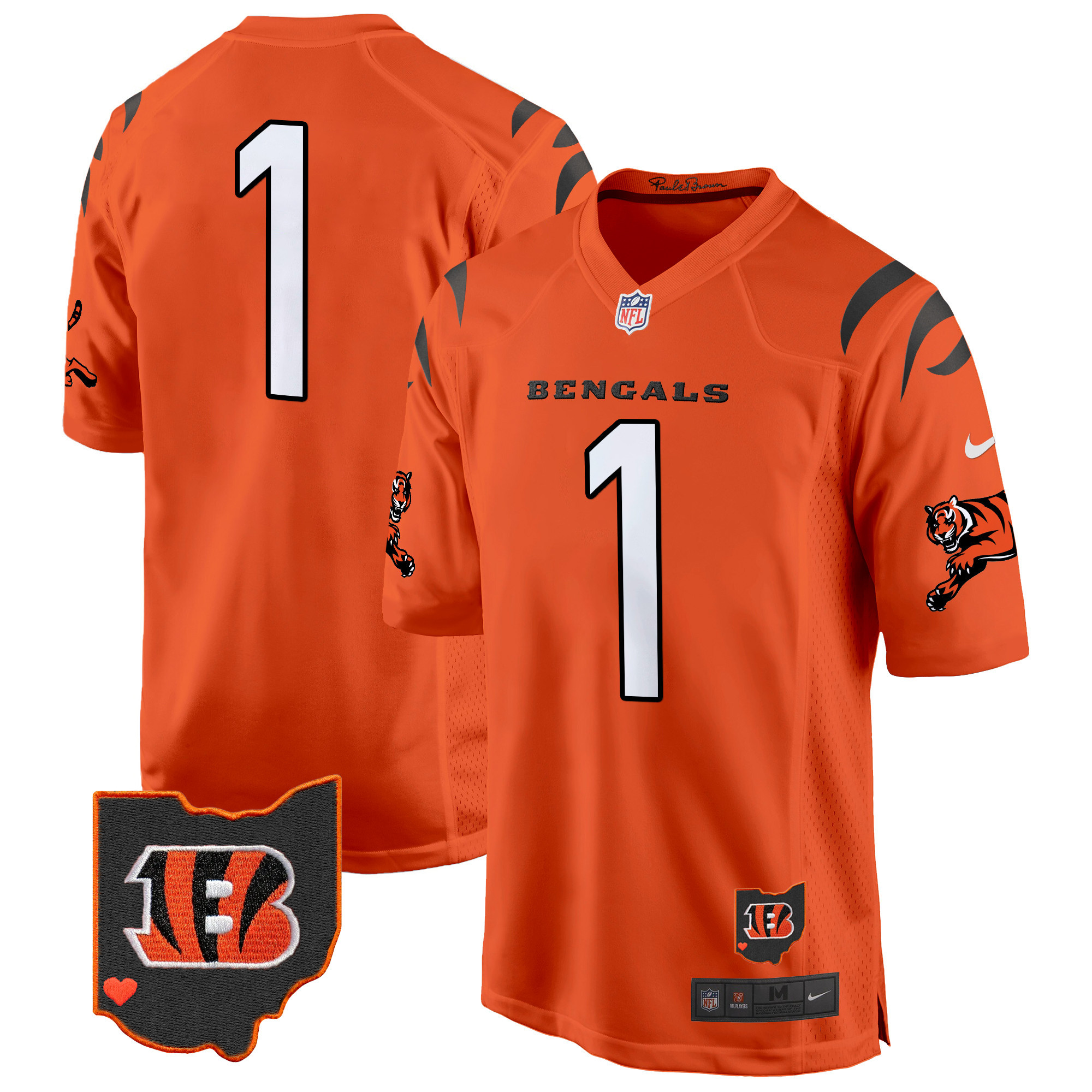 Men's #1 Team Cincinnati Bengals 2024 Game Orange Jersey - All Stitched