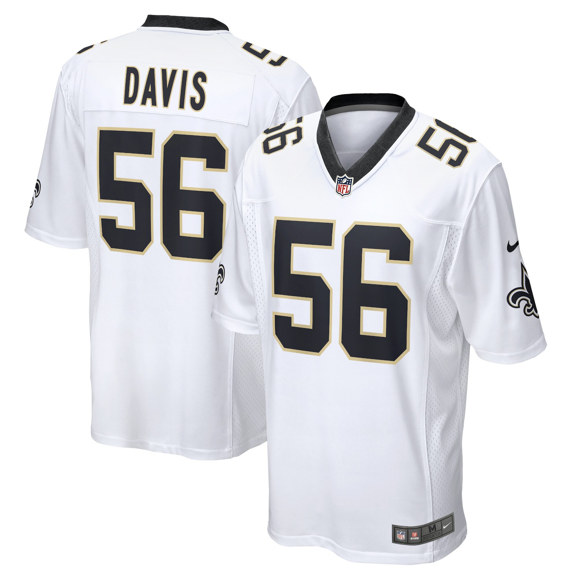 Men's #56 Demario Davis New Orleans Saints White Jersey - All Stitched 