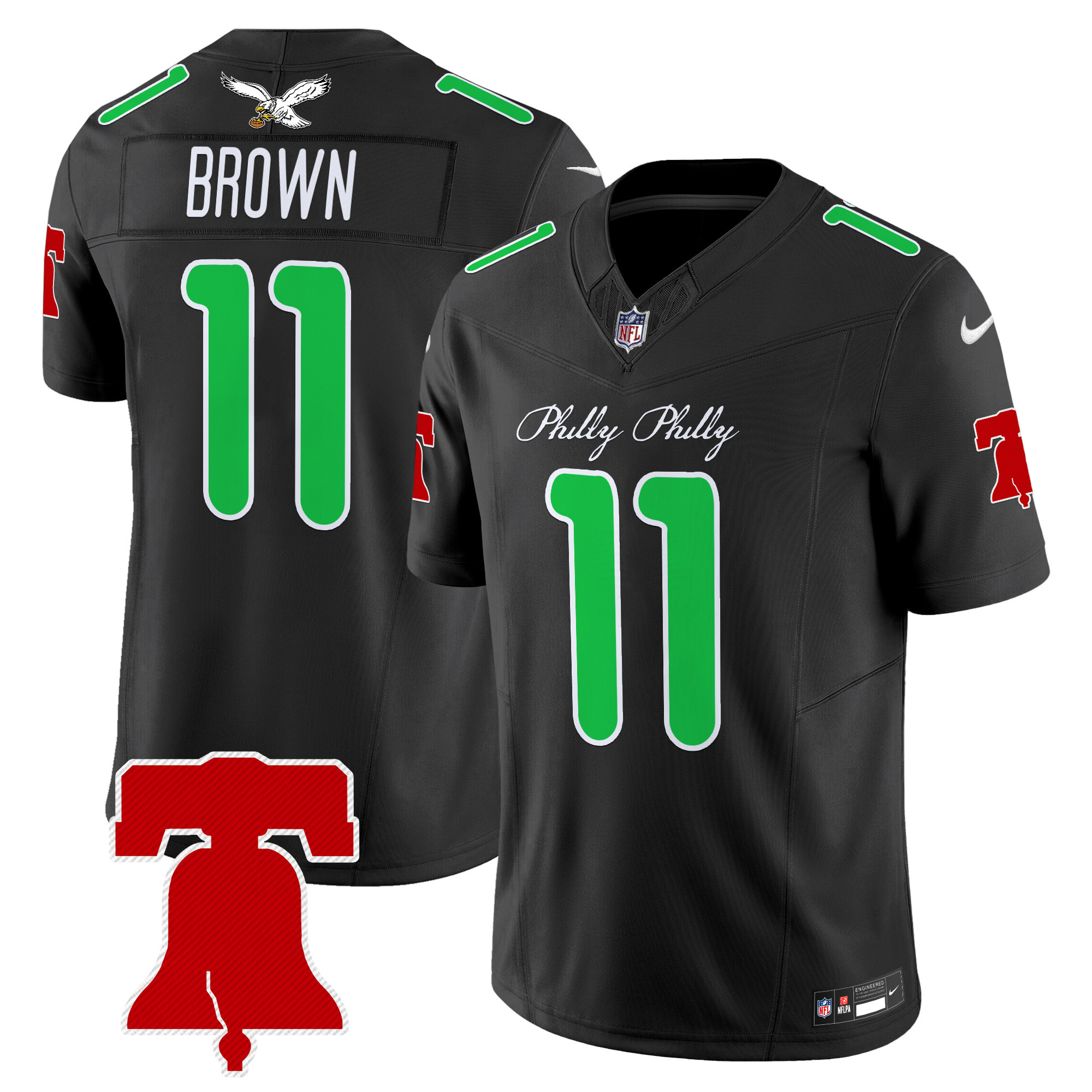 Men's A.J. Brown Philadelphia Eagles Philly Phanatic Style Vapor Limited Black Jersey - All Stitched