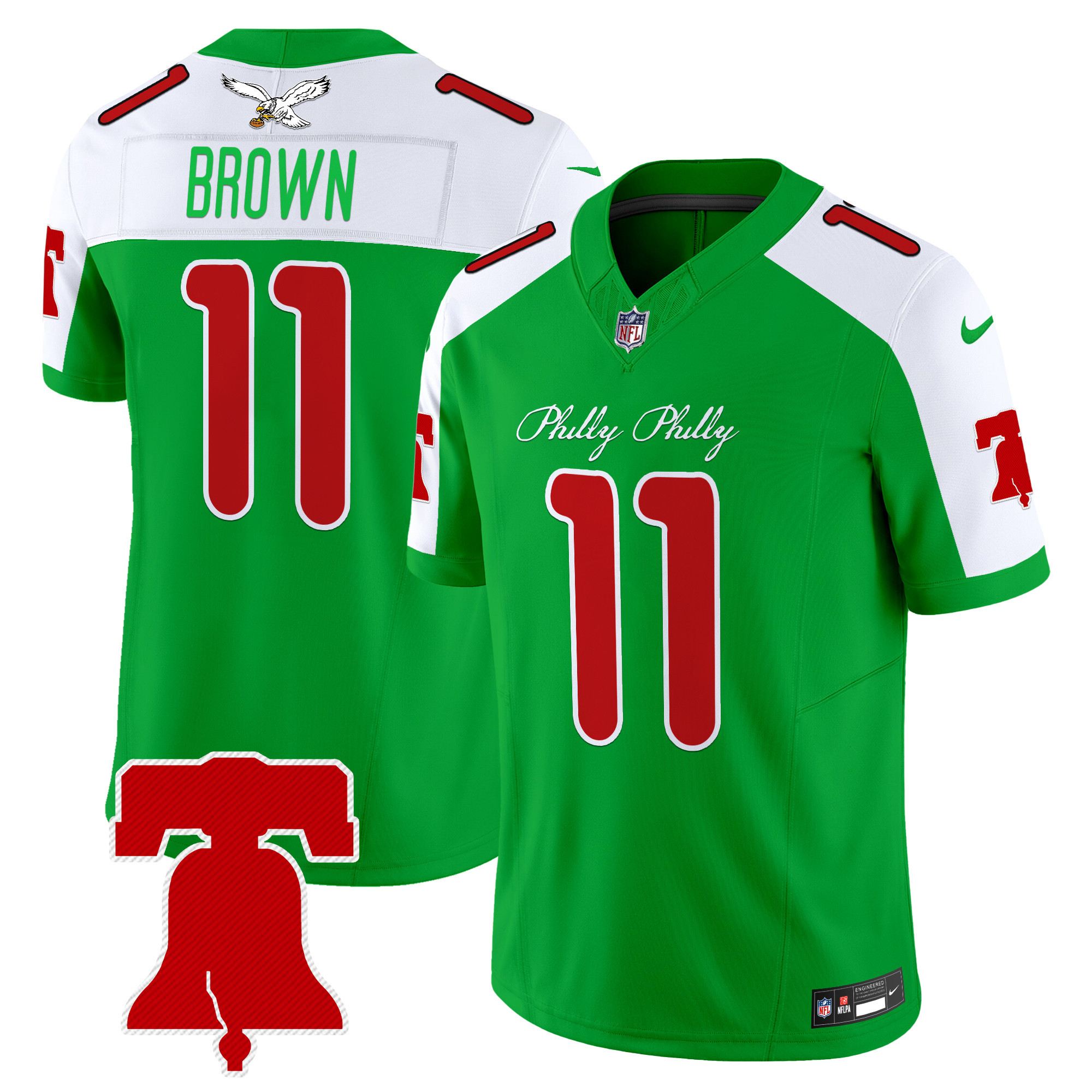 Men's A.J. Brown Philadelphia Eagles Philly Phanatic Style Vapor Limited Kelly Alternate Jersey - All Stitched