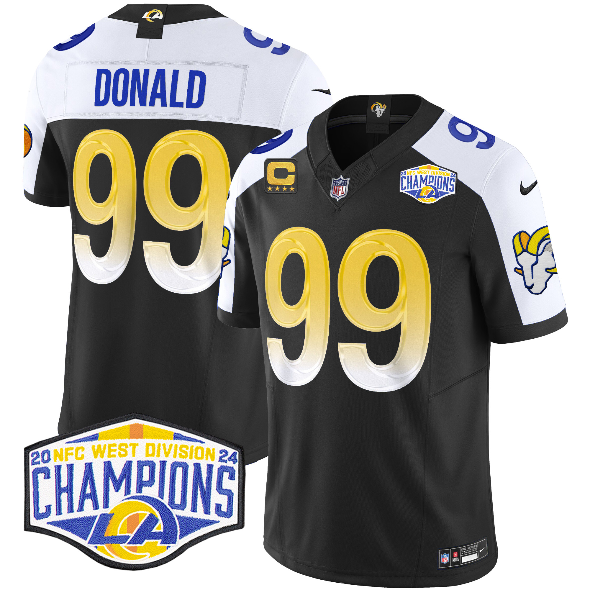 Men's Aaron Donald Los Angeles Rams 2024 NFC West Division Champions Vapor Limited Black Alternate Jersey - All Stitched