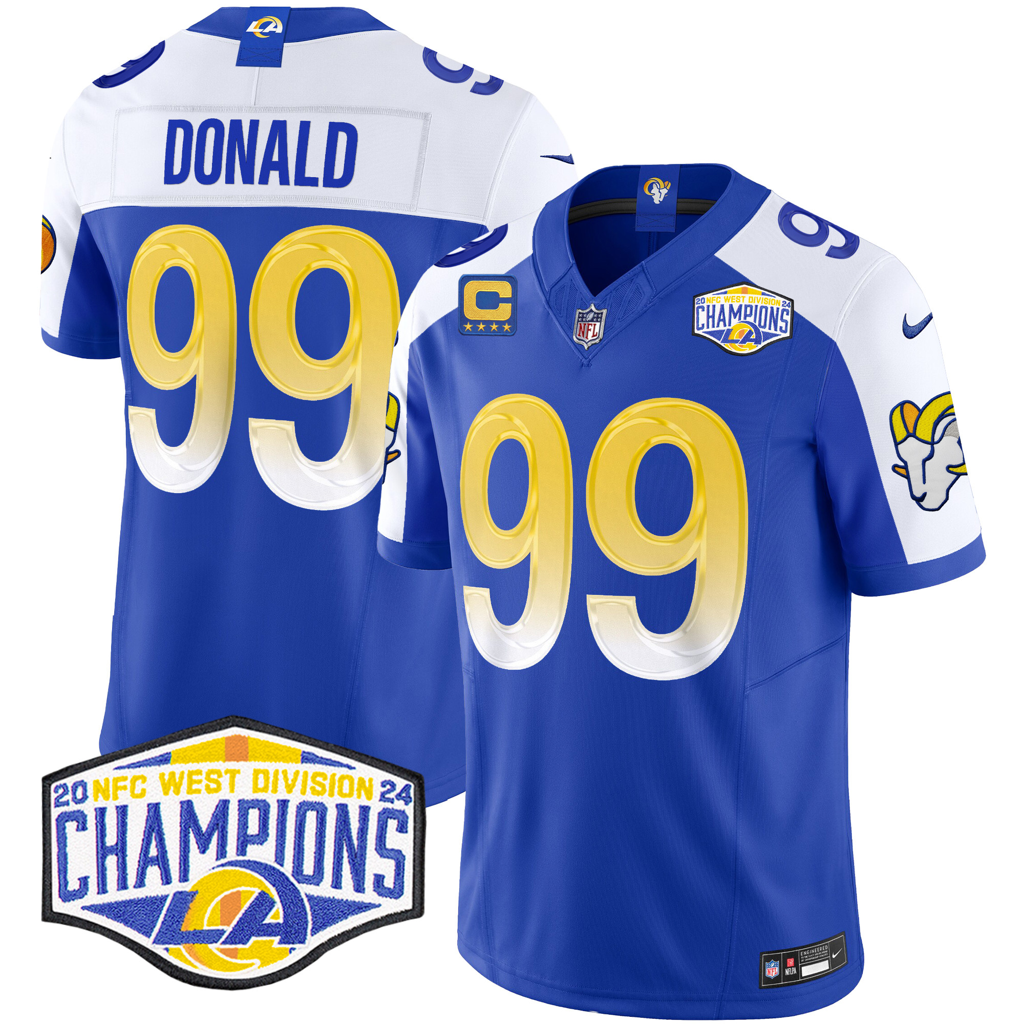 Men's Aaron Donald Los Angeles Rams 2024 NFC West Division Champions Vapor Limited Royal Alternate Jersey - All Stitched