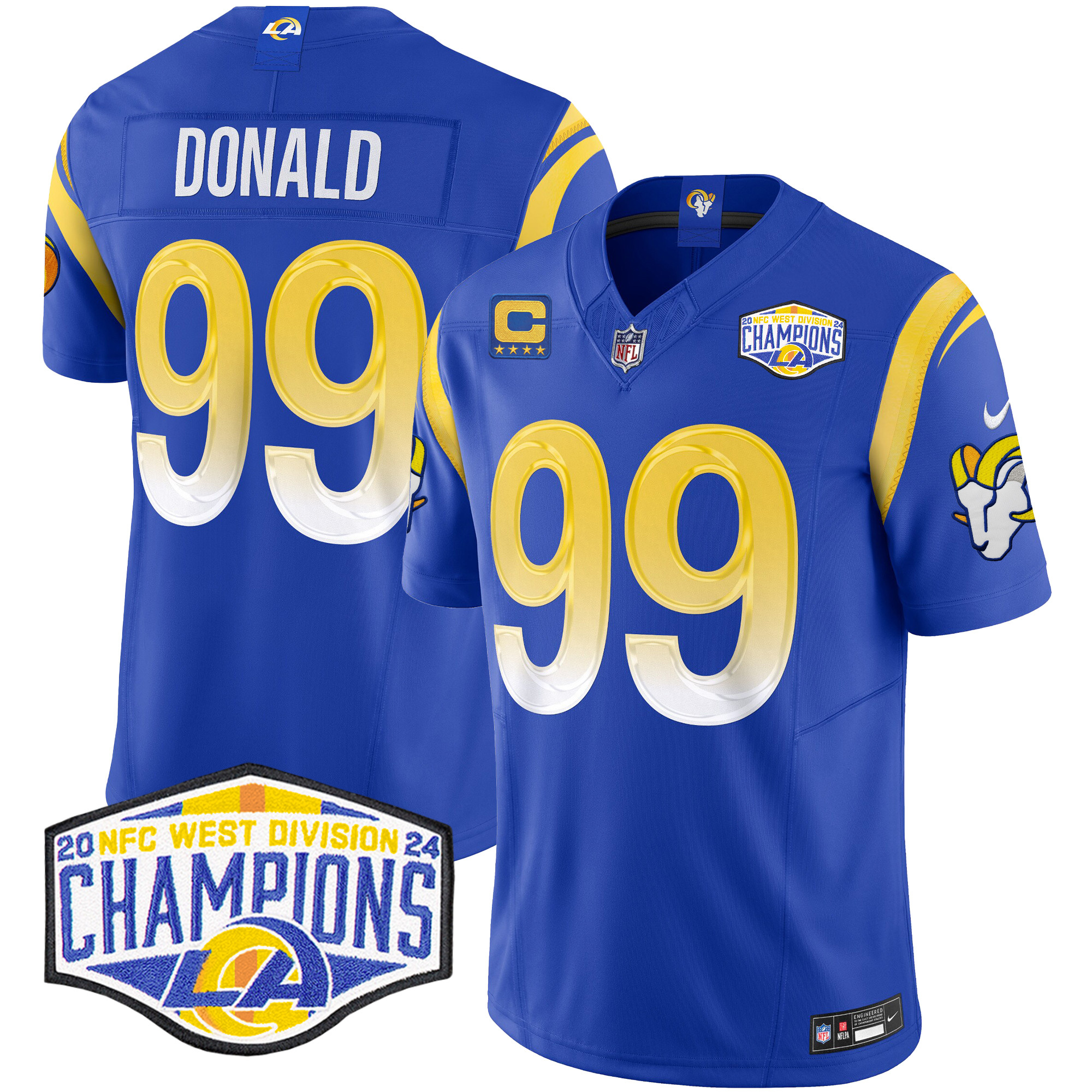 Men's Aaron Donald Los Angeles Rams 2024 NFC West Division Champions Vapor Limited Royal Jersey - All Stitched