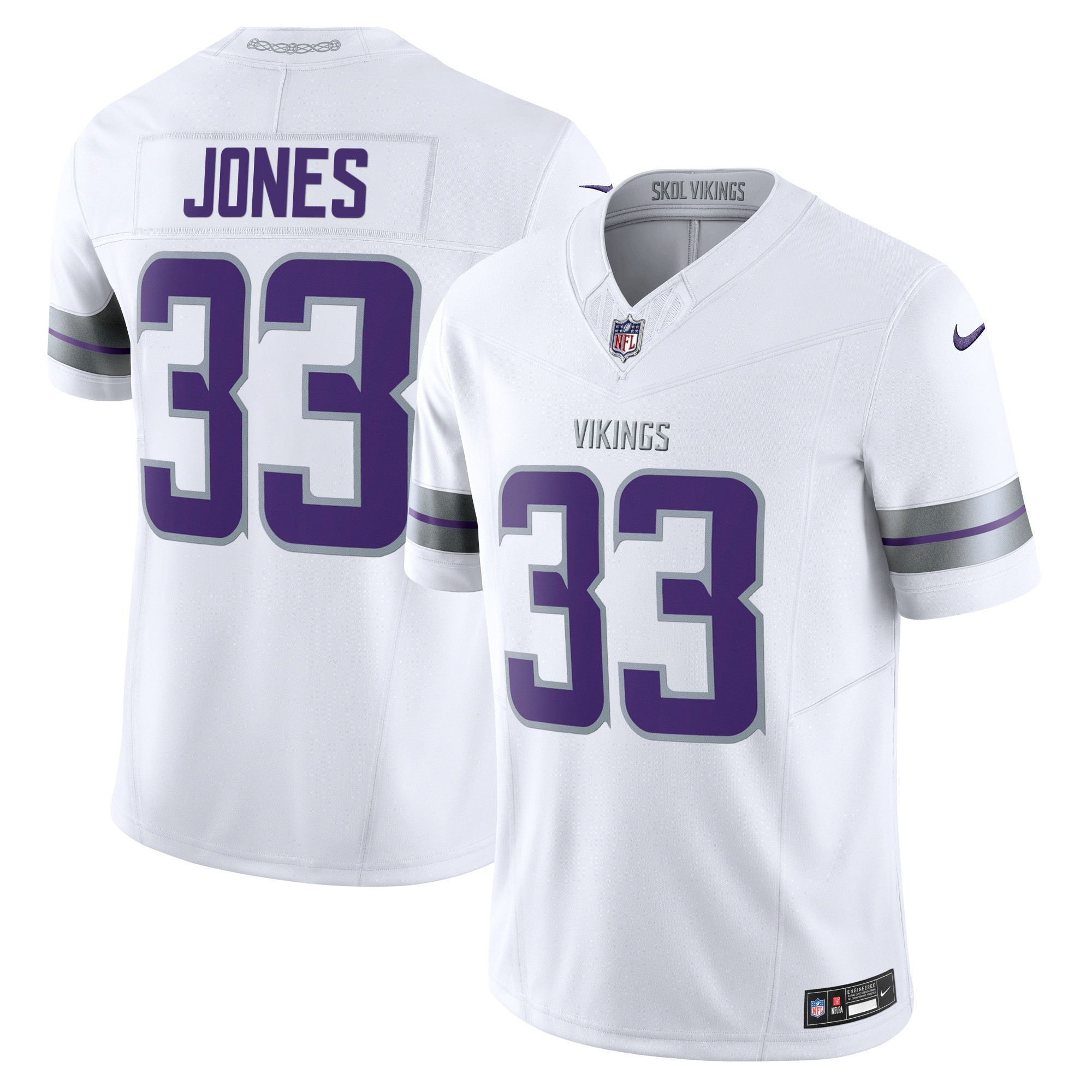 Men's Aaron Jones 2024 Minnesota Vikings Winter Warrior Vapor Limited White Jersey - All Stitched