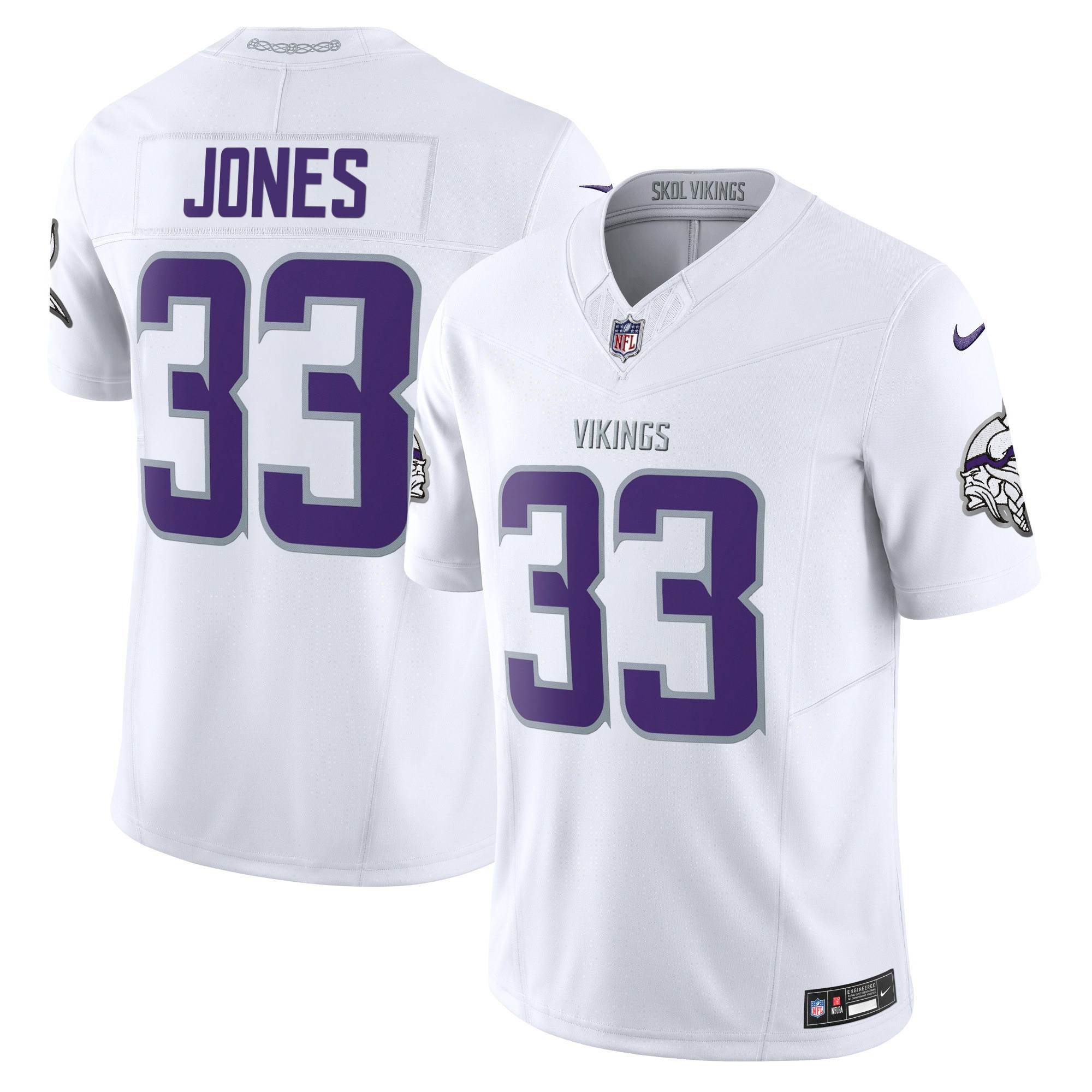 Men's Aaron Jones 2024 Minnesota Vikings Winter Warrior Vapor Limited White Limited Jersey - All Stitched