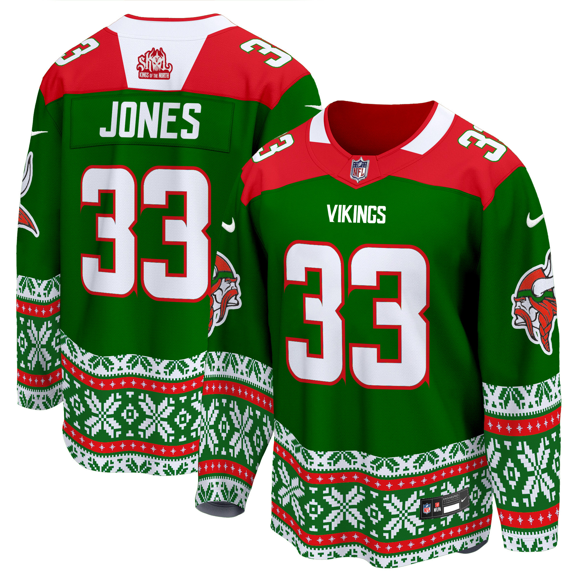 Men's Aaron Jones Minnesota Vikings 2024 Christmas Premier Breakaway Green Jersey - All Stitched