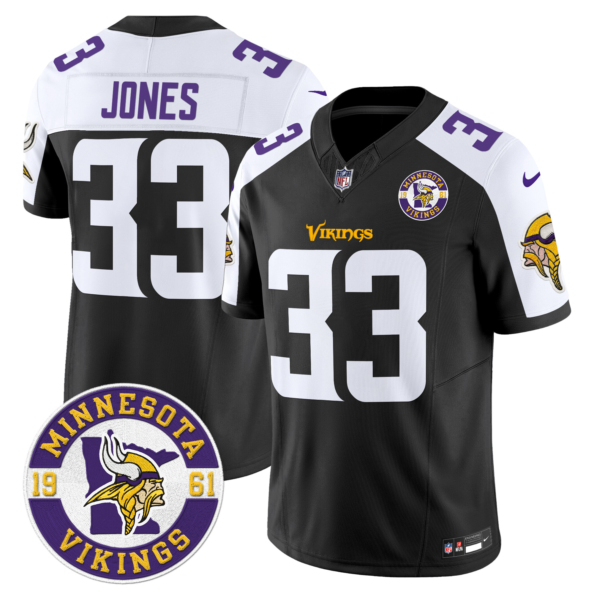 Men's Aaron Jones Minnesota Vikings 2024 Vapor Limited Black Alternate Jersey - All Stitched