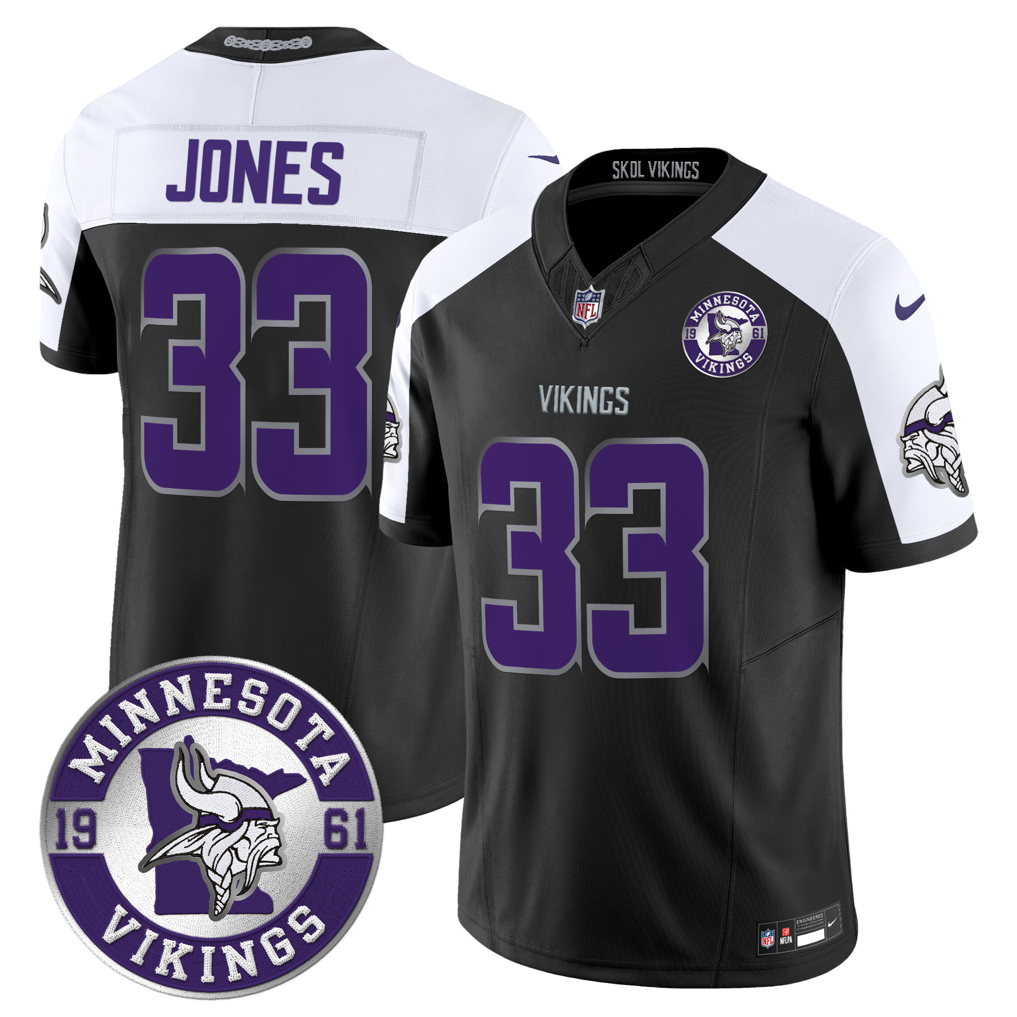 Men's Aaron Jones Minnesota Vikings 2024 Vapor Limited Black Alternate Jersey - All Stitched