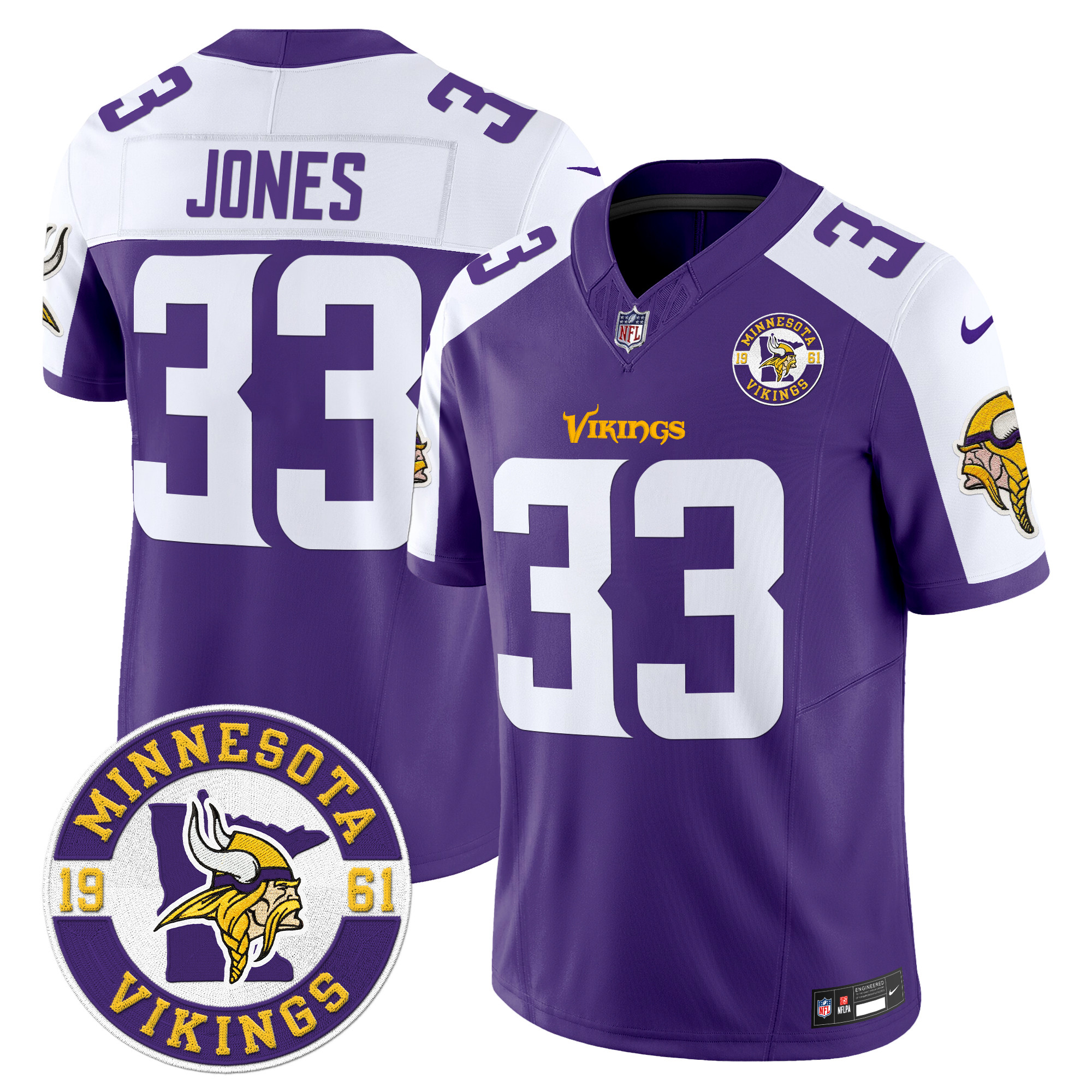 Men's Aaron Jones Minnesota Vikings 2024 Vapor Limited Purple Alternate Jersey - All Stitched