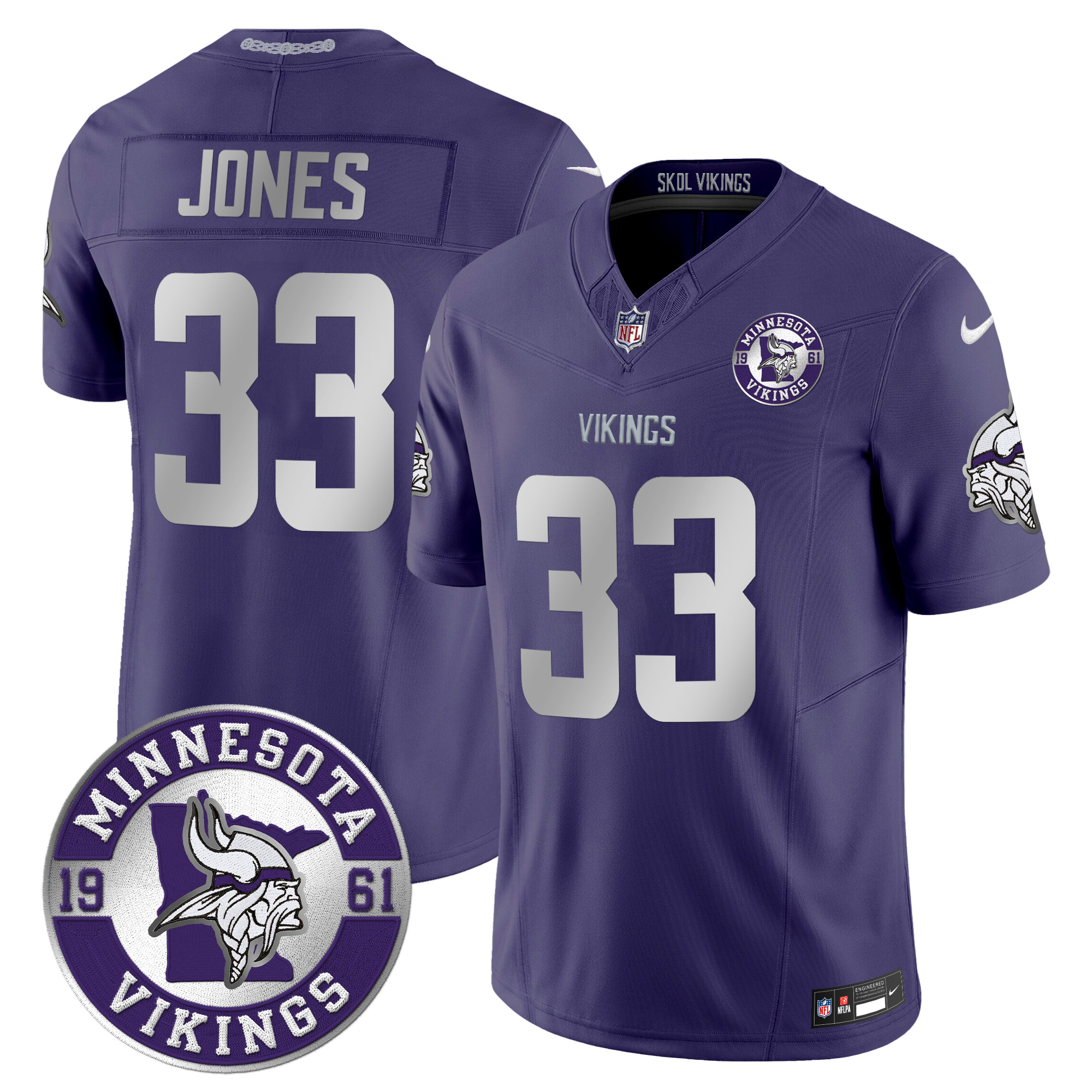 Men's Aaron Jones Minnesota Vikings 2024 Vapor Limited Purple Jersey - All Stitched