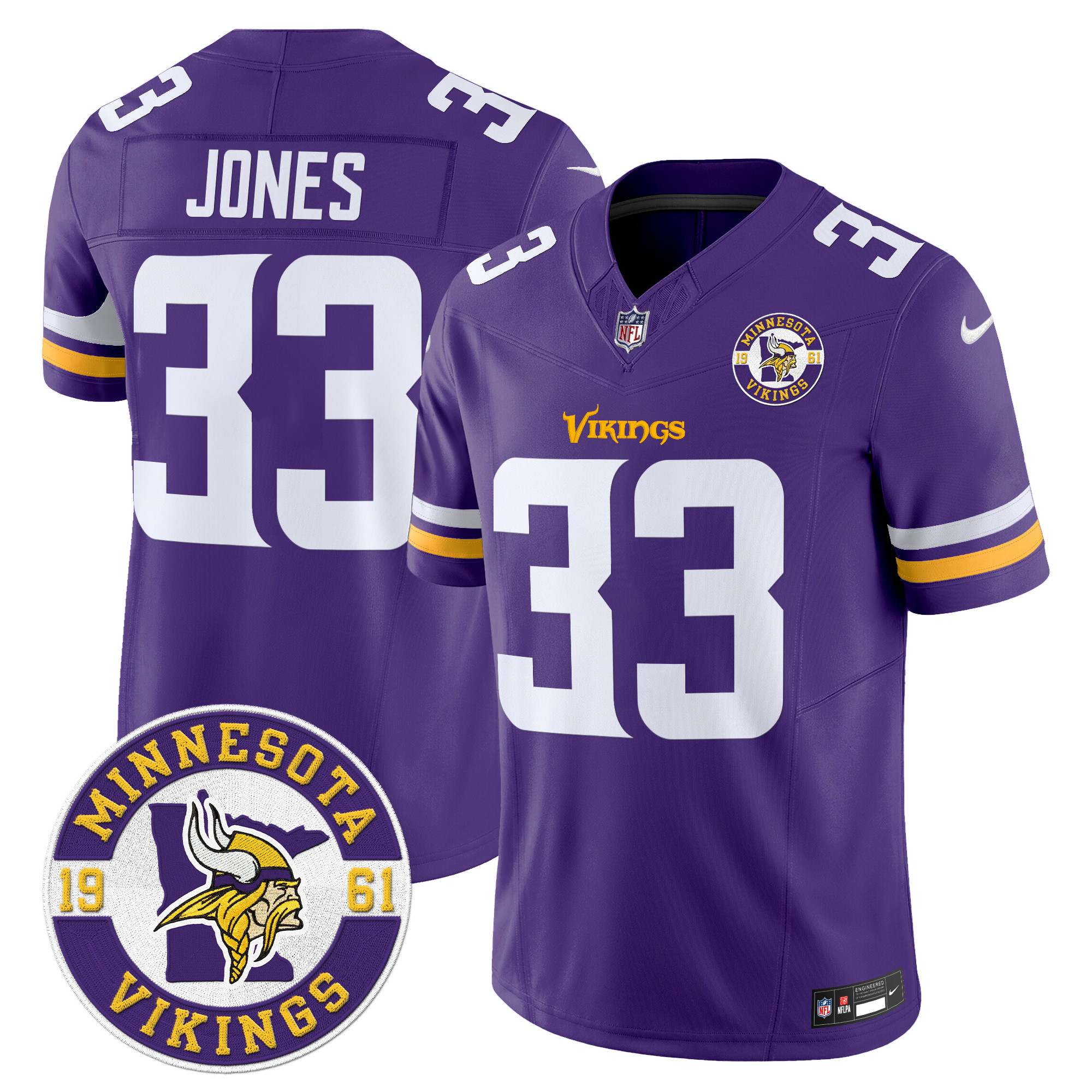 Men's Aaron Jones Minnesota Vikings 2024 Vapor Limited Purple Jersey - All Stitched