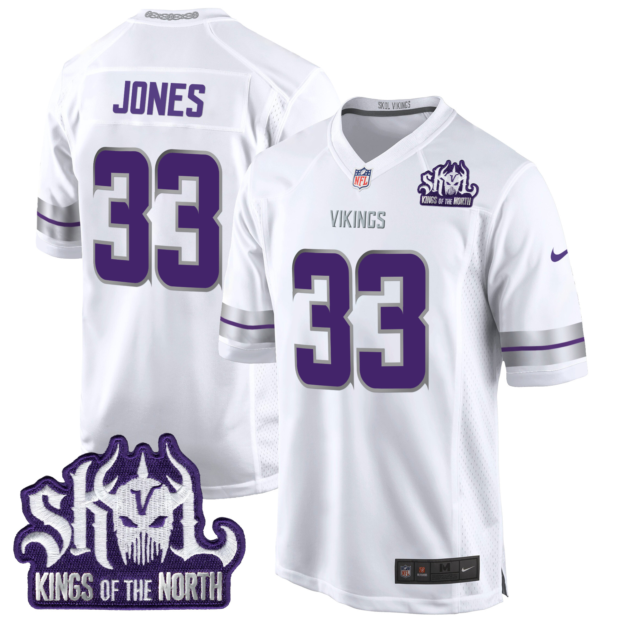 Men's Aaron Jones Minnesota Vikings 2024 Winter Warrior Skol Patch Game White Jersey - All Stitched