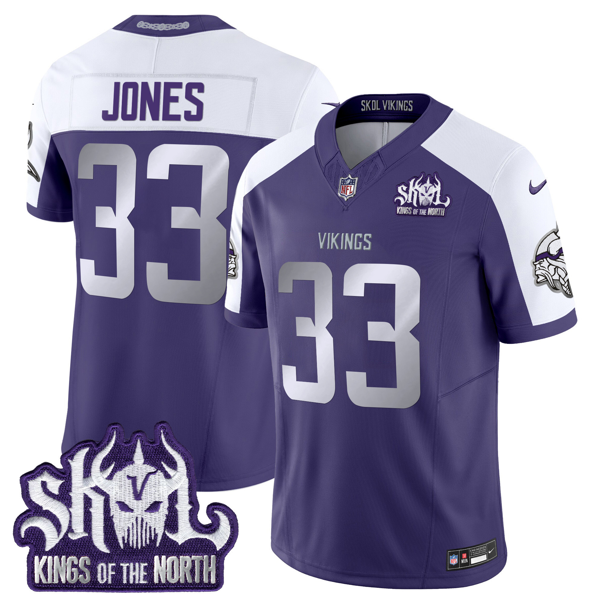 Men's Aaron Jones Minnesota Vikings 2024 Winter Warrior Skol Patch Vapor Limited Purple Alternate Jersey - All Stitched