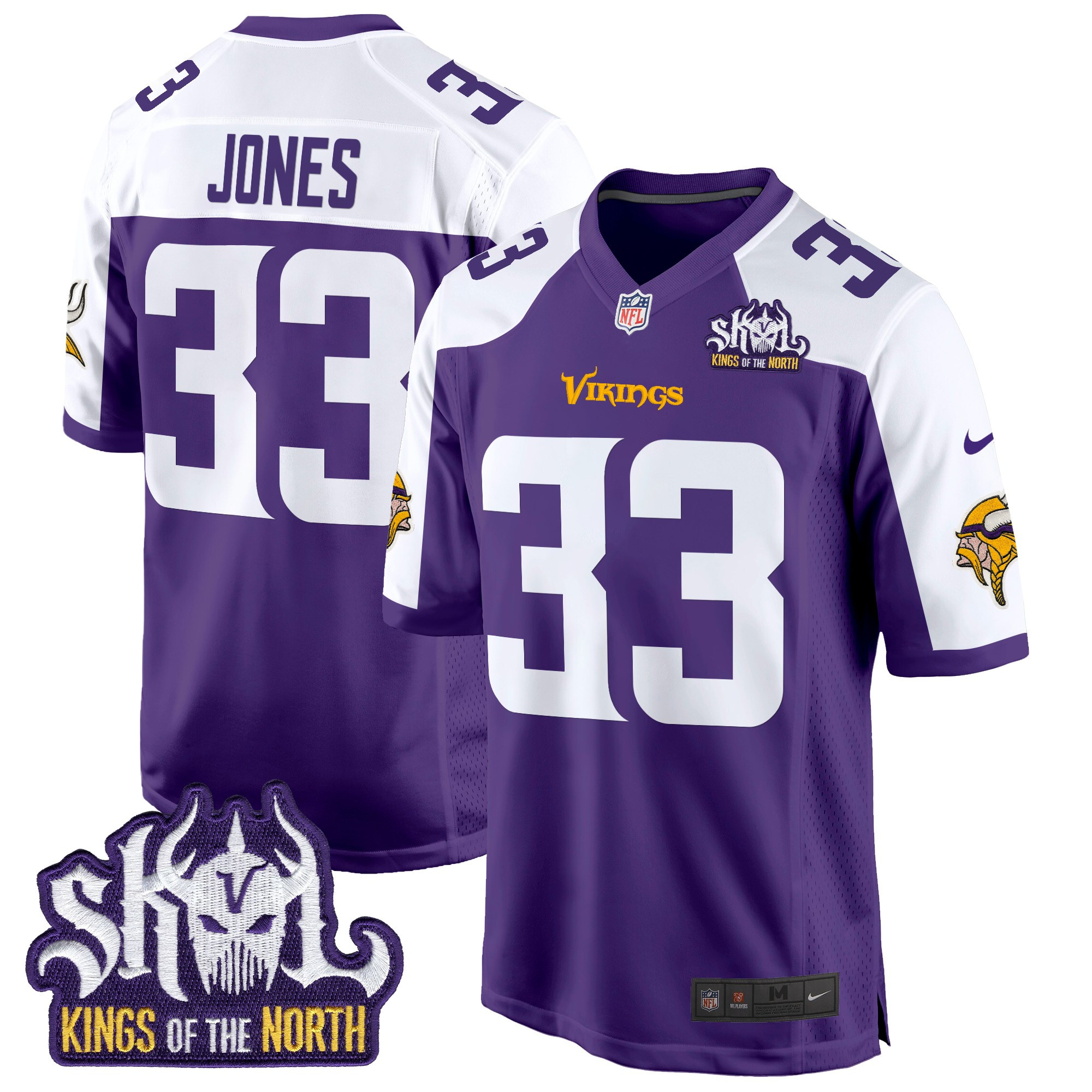 Men's Aaron Jones Minnesota Vikings King Of The North Patch Game Purple Alternate Jersey - All Stitched