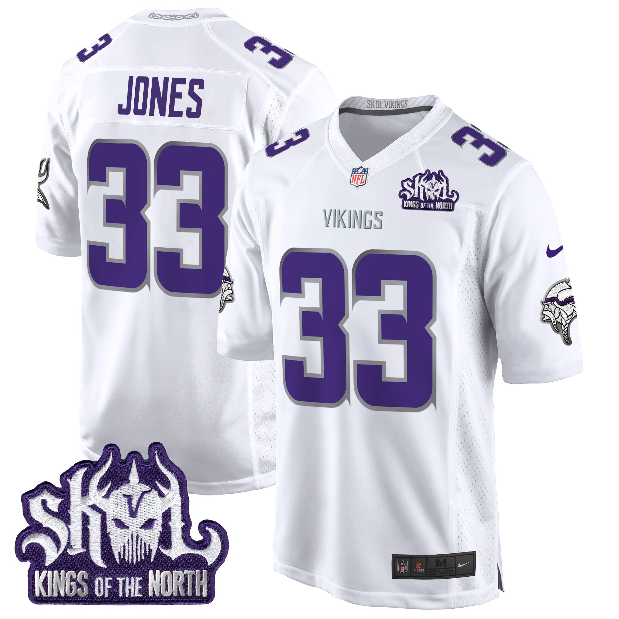 Men's Aaron Jones Minnesota Vikings King Of The North Patch Game Winter Warrior Jersey - All Stitched