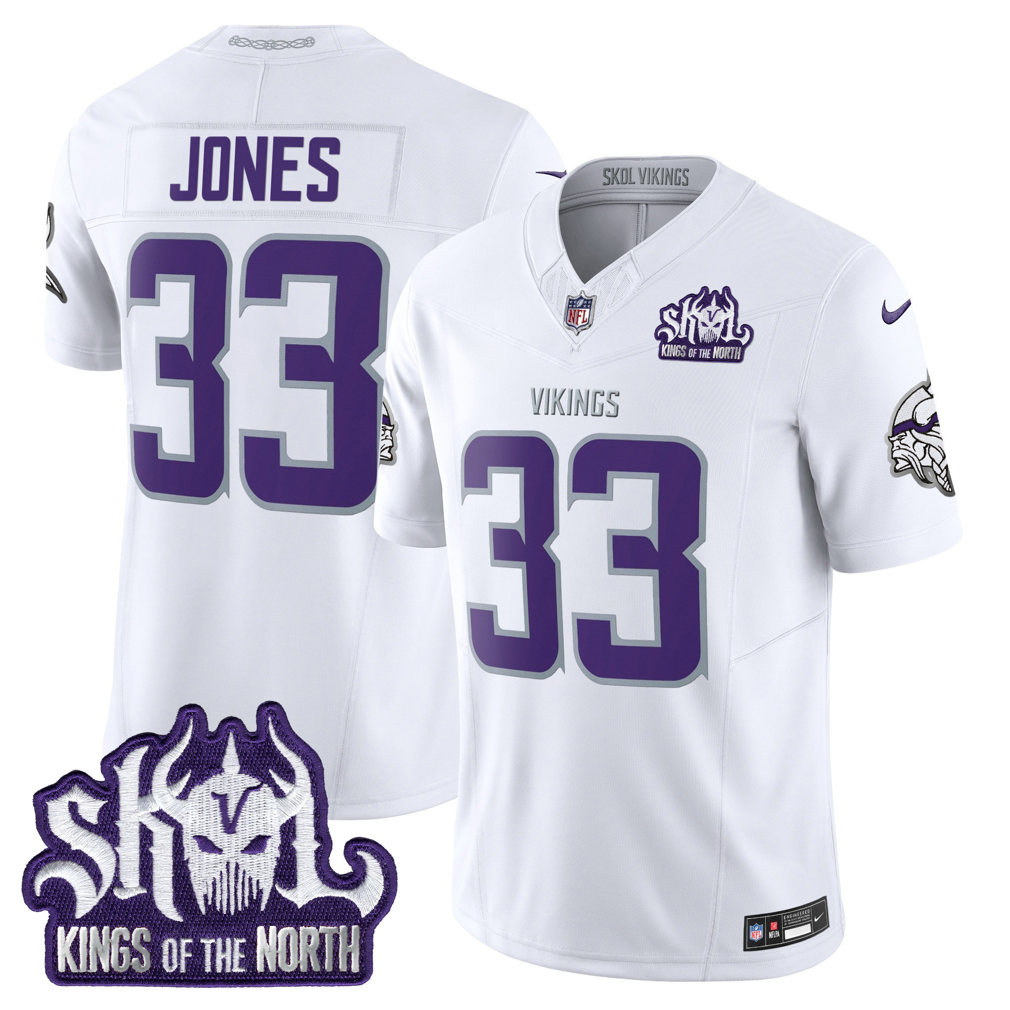 Men's Aaron Jones Minnesota Vikings Kings Of The North Patch Vapor Limited Winter Warrior Jersey - All Stitched