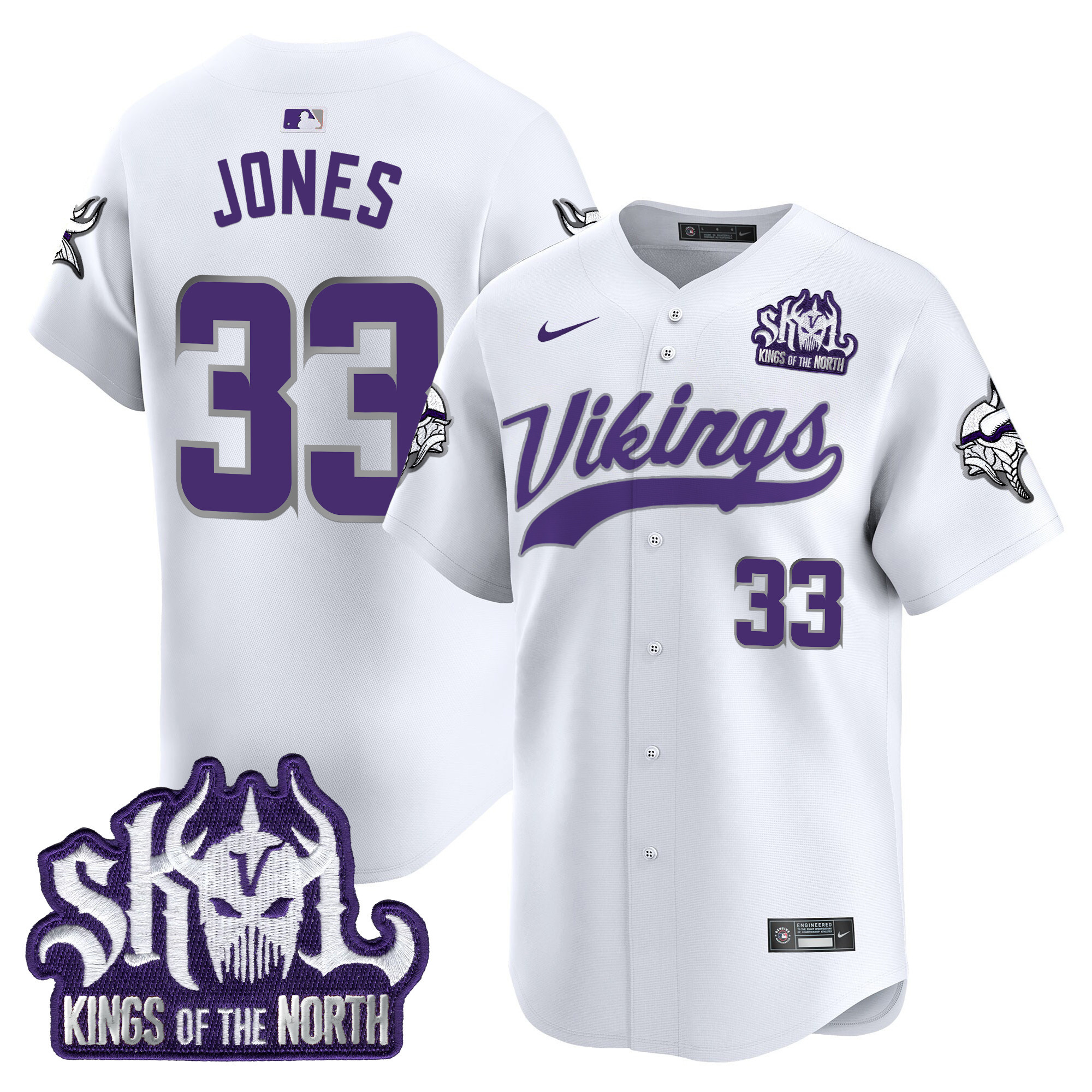 Men's Aaron Jones Minnesota Vikings Kings Of The North Patch Vapor Premier Limited Winter Warrior Jersey - All Stitched
