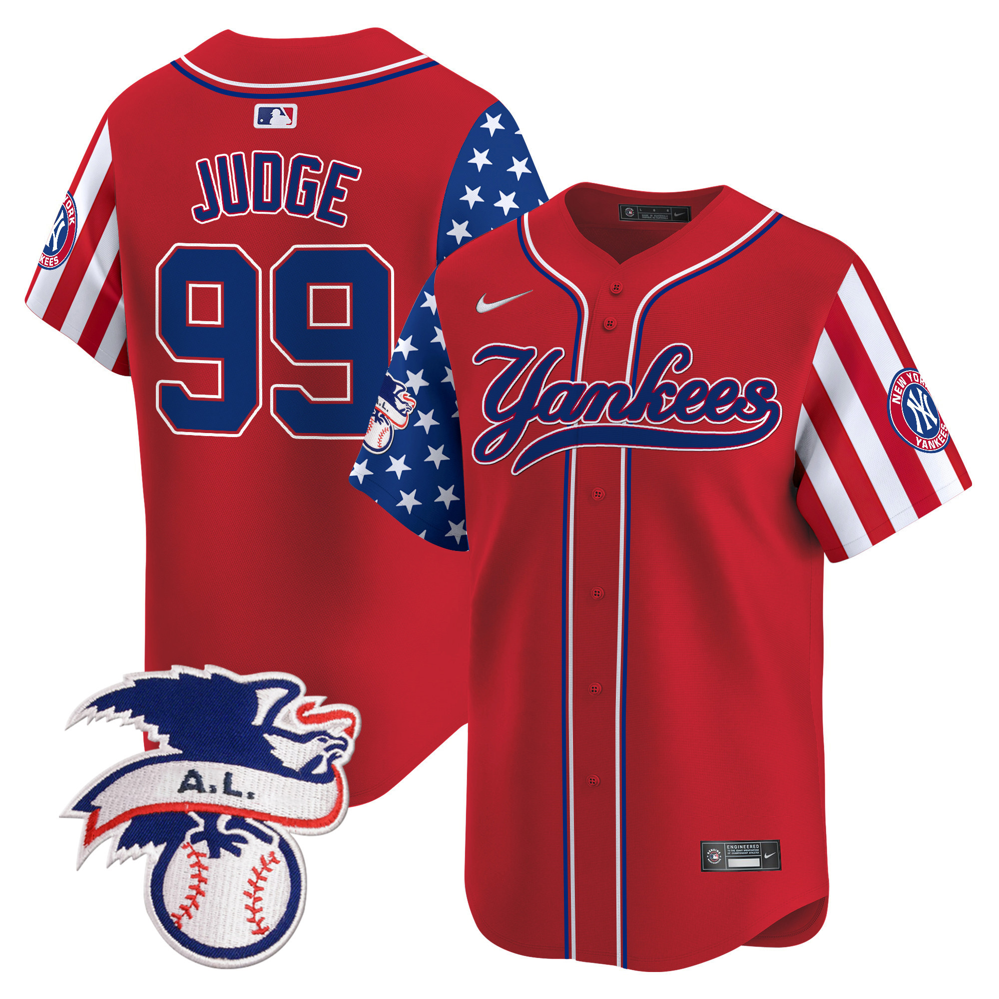 Men's Aaron Judge New York Yankees 2024 Fourth of July Vapor Premier Limited Red Jersey V7 - All Stitched