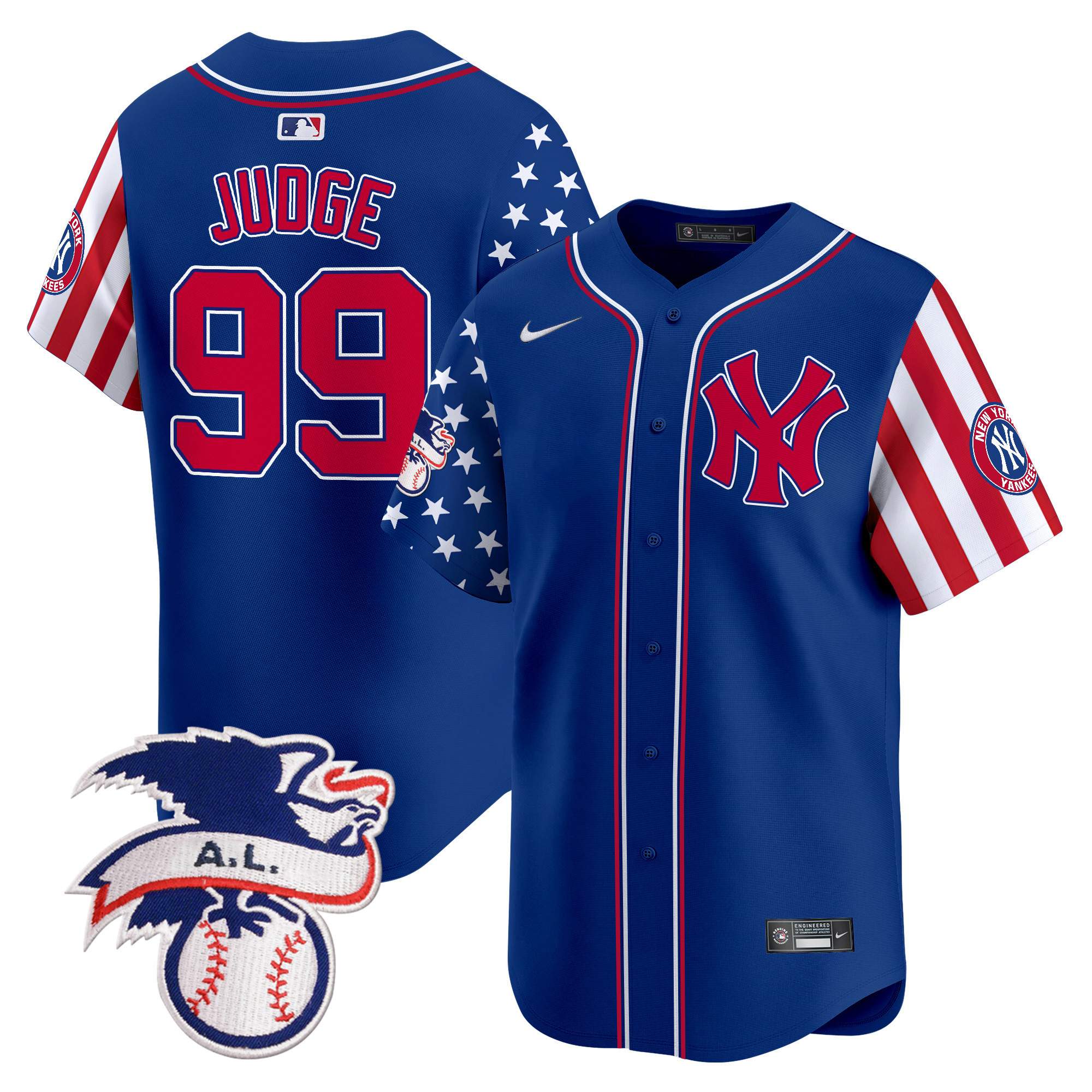 Men's Aaron Judge New York Yankees 2024 Fourth of July Vapor Premier Limited Royal Jersey V5 - All Stitched