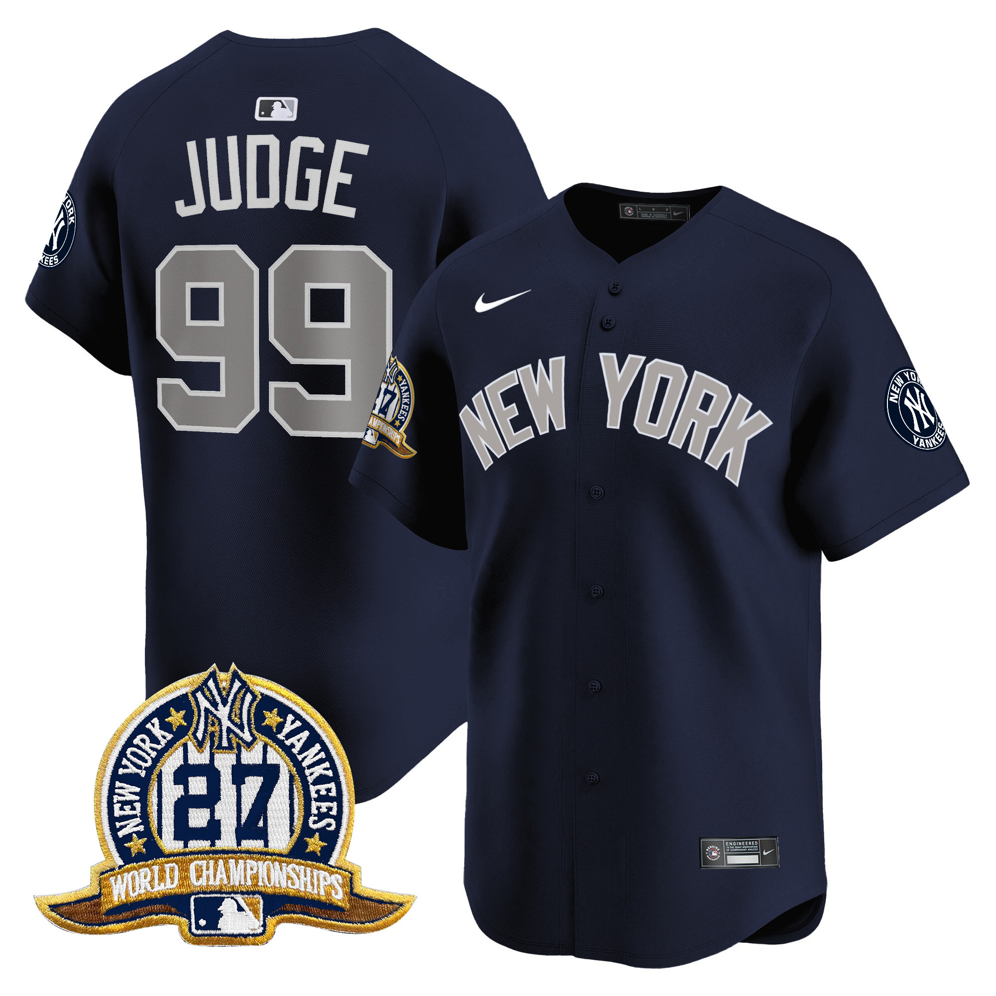 Men's Aaron Judge New York Yankees 27 Time Champions Patch Vapor Premier Limited Alternate Jersey - All Stitched