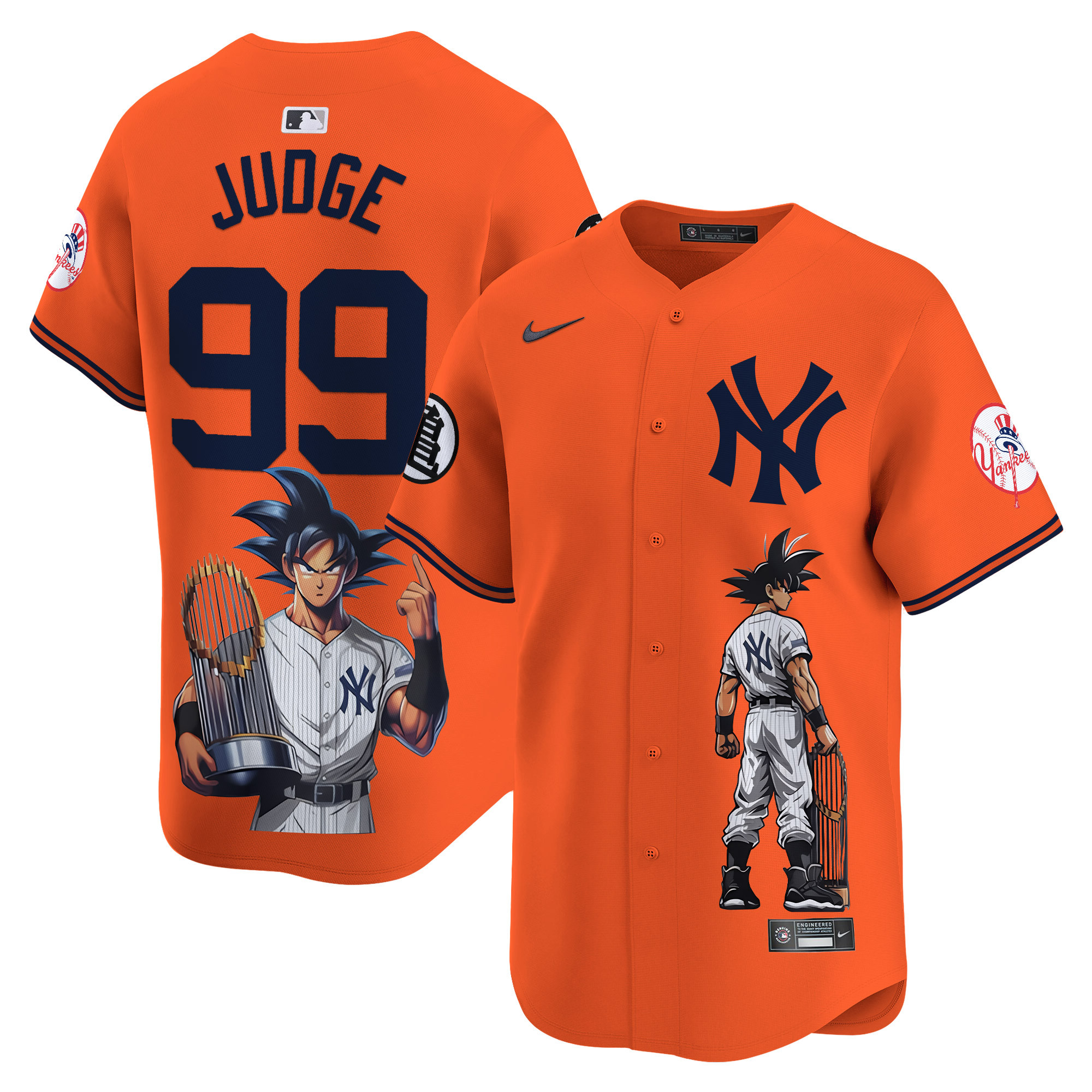 Men's Aaron Judge New York Yankees Dragon Ball Son Goku Vapor Premier Limited Orange Jersey - Printed
